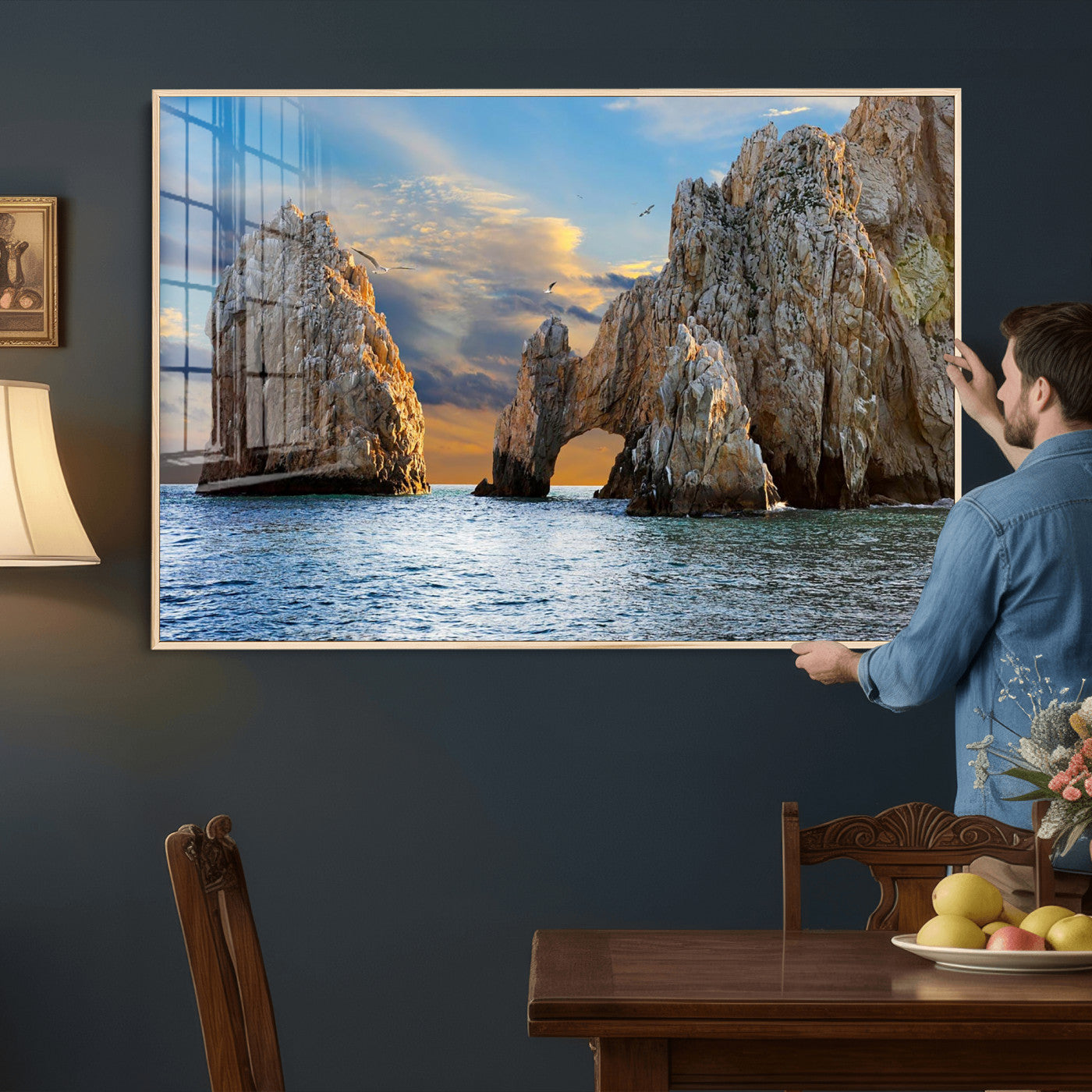 63505689-MGV-CV-36X24 - El Arco Cabo San Lucas Ocean Arch Wall Art Canvas Print, Baja California Rock Arch Seascape Canvas Print, Mexico Coastal Landmark Scenic Art Printing