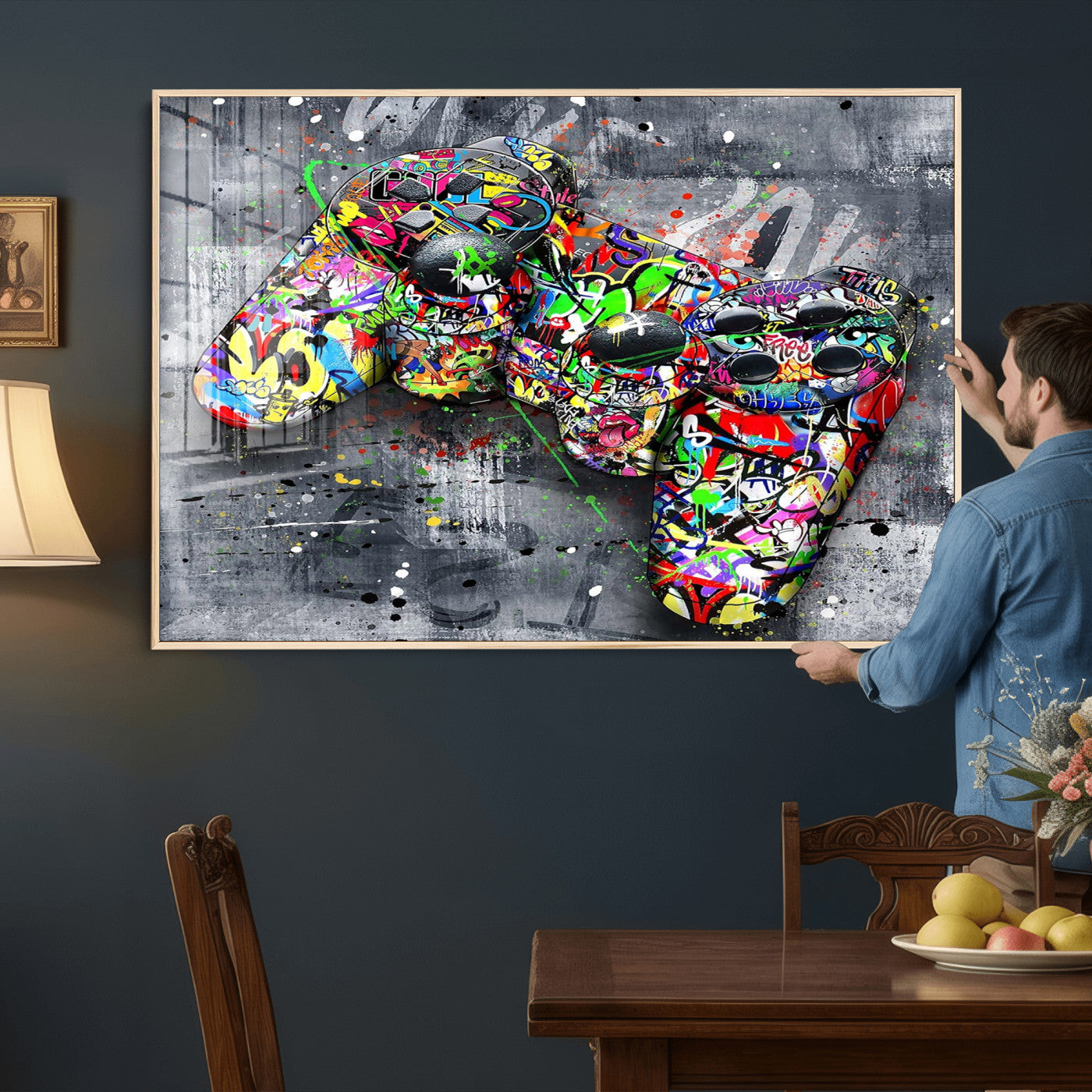 42929610-MGV-CV-36X24 - Graffiti Canvas Wall-Art For Bedroom - Gaming Wall Art For Teen Boys - Abstract Painting Pop Art Modern Home Wall Decor Ready to Hang