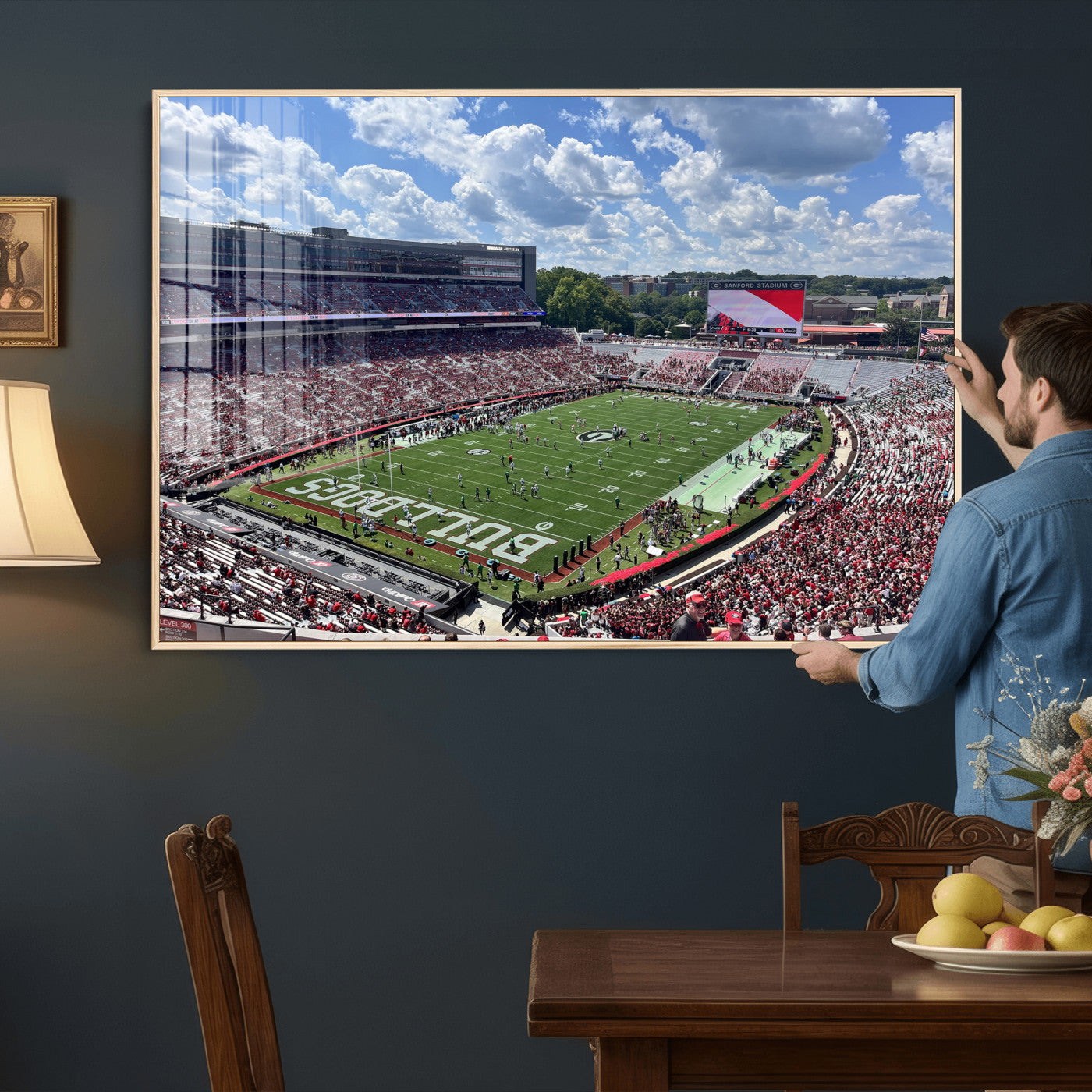 10665453-MGV-CV-36X24 - Georgia Bulldogs Stadium Wall Art Canvas Print, Sanford Stadium Football Field Panorama, College Football Game Day Wall Decor