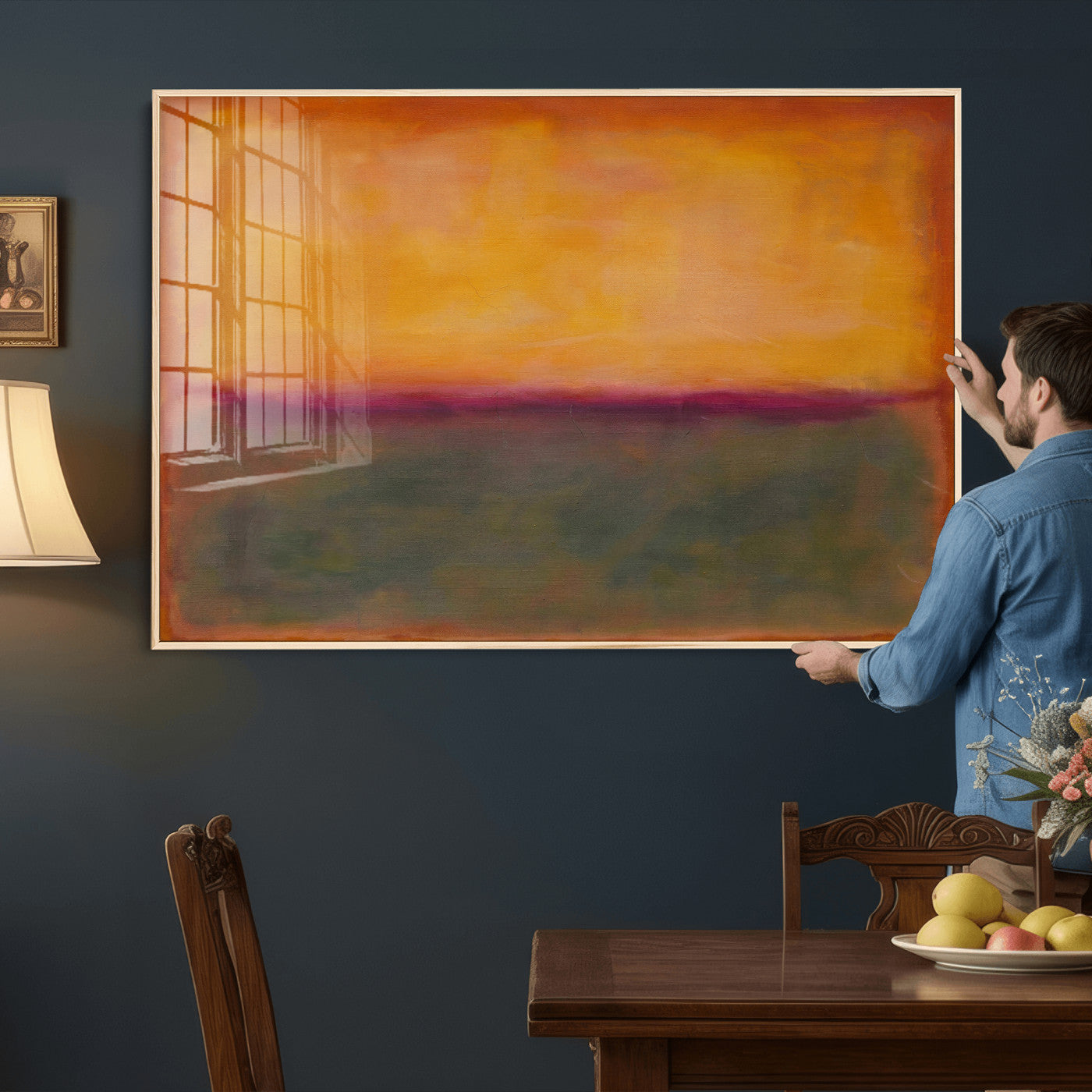 21628300-MGV-CV-36X24 - Abstract Color Field Wall Art Canvas Print, Framed Minimalist Horizon Artwork for Living Room Bedroom Office