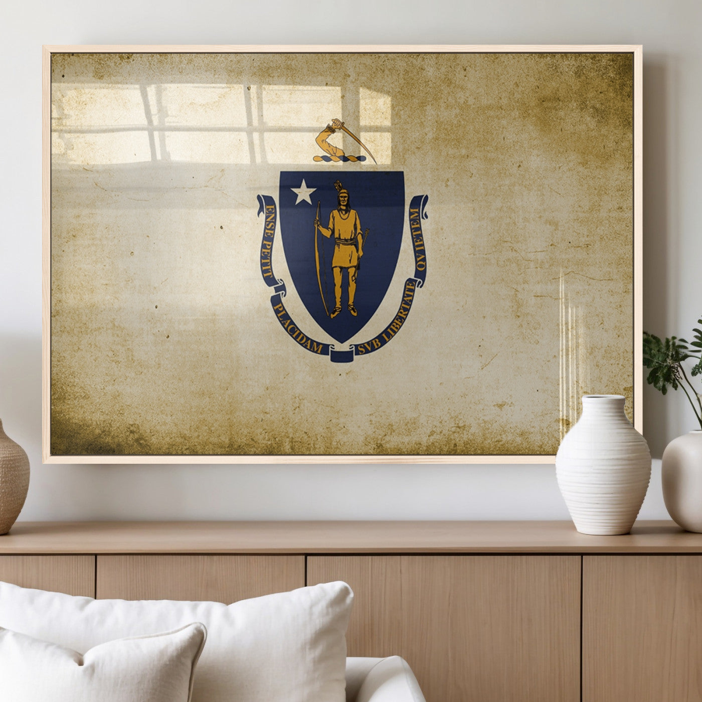 MGV-FP-60X30-3P - Massachusetts Flag Wall Art Canvas Print