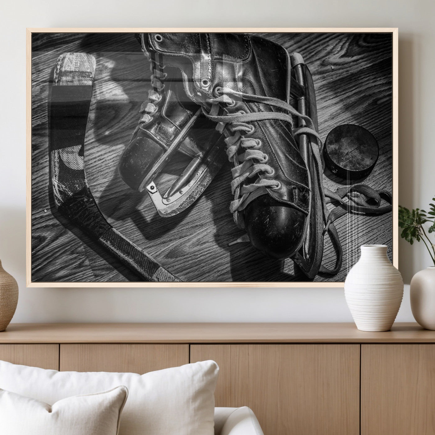 MGV-FP-60X30-3P - Old Pair of Mens Skates Wall Art Canvas, Men Skates Wall Art Print