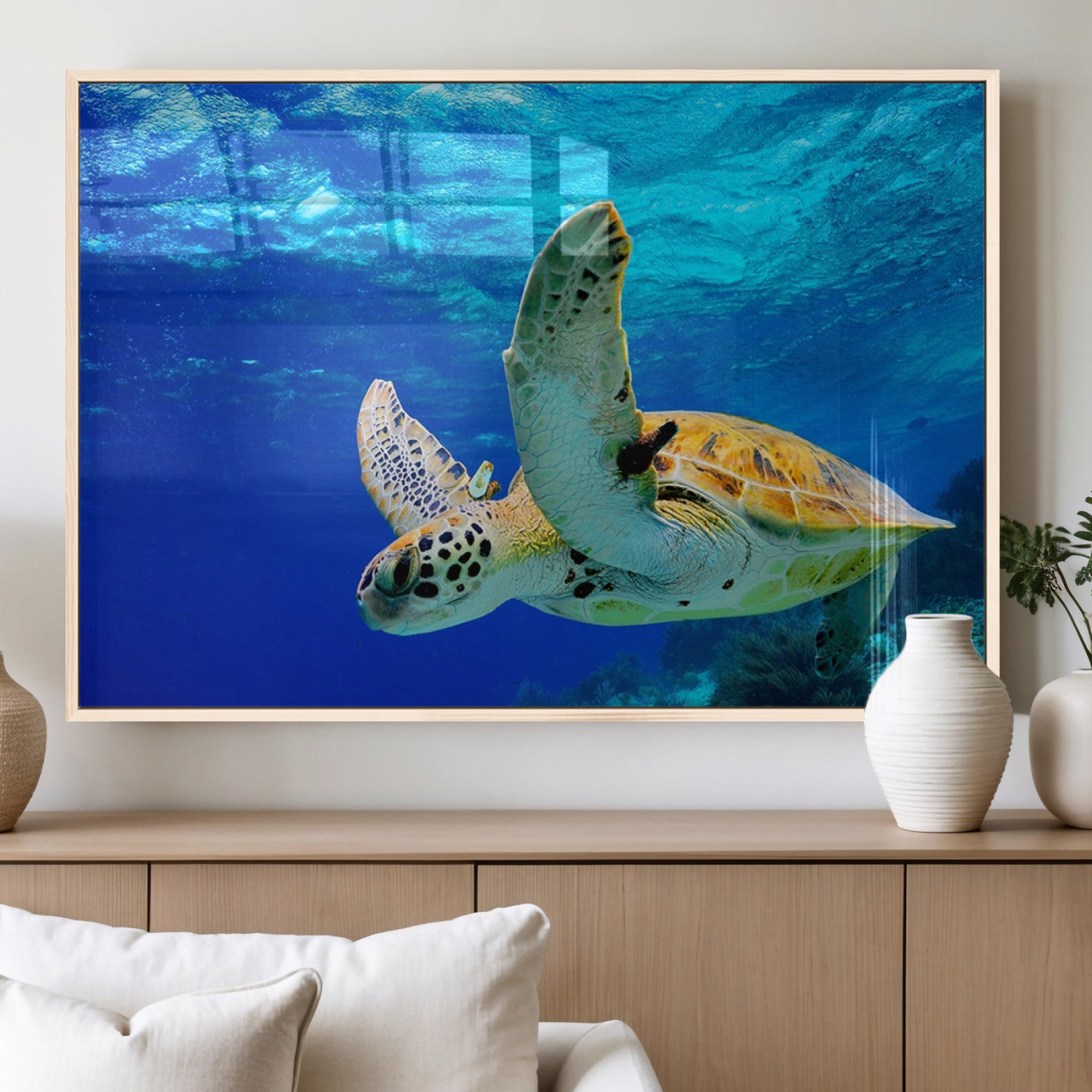 MGV-FP-60X30-3P - Sea Turtle Wall Art Canvas Print, Sea life in the Ocean Wall Art Printing