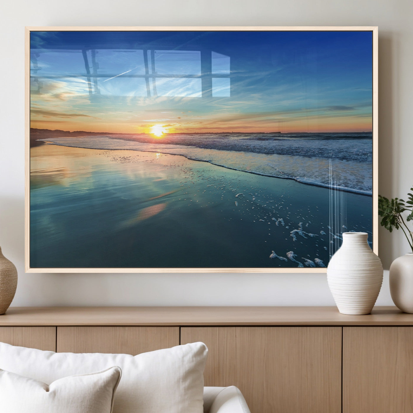MGV-FP-60X30-3P - Blue Sky and Beach Wall Art Canvas Print