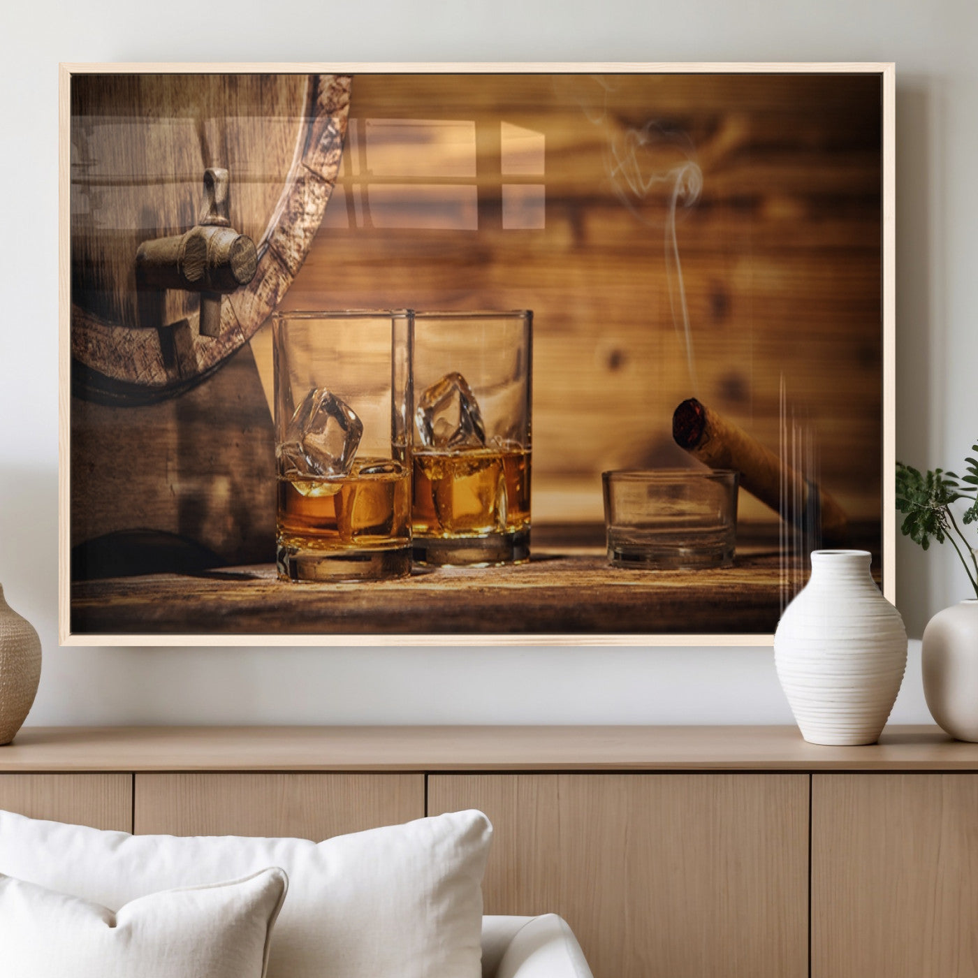MGV-FP-60X30-3P - Rustic Whiskey and Barrel Canvas Print