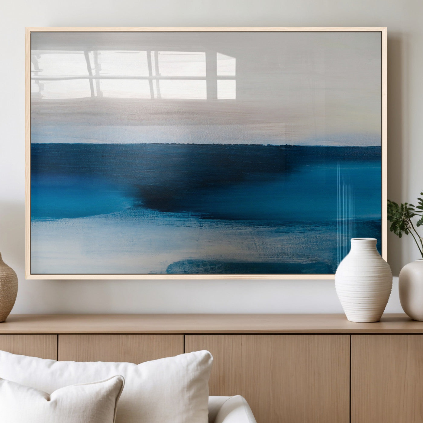 MGV-FP-60X30-3P - Dark Blue Abstract Wall Art Canvas Print
