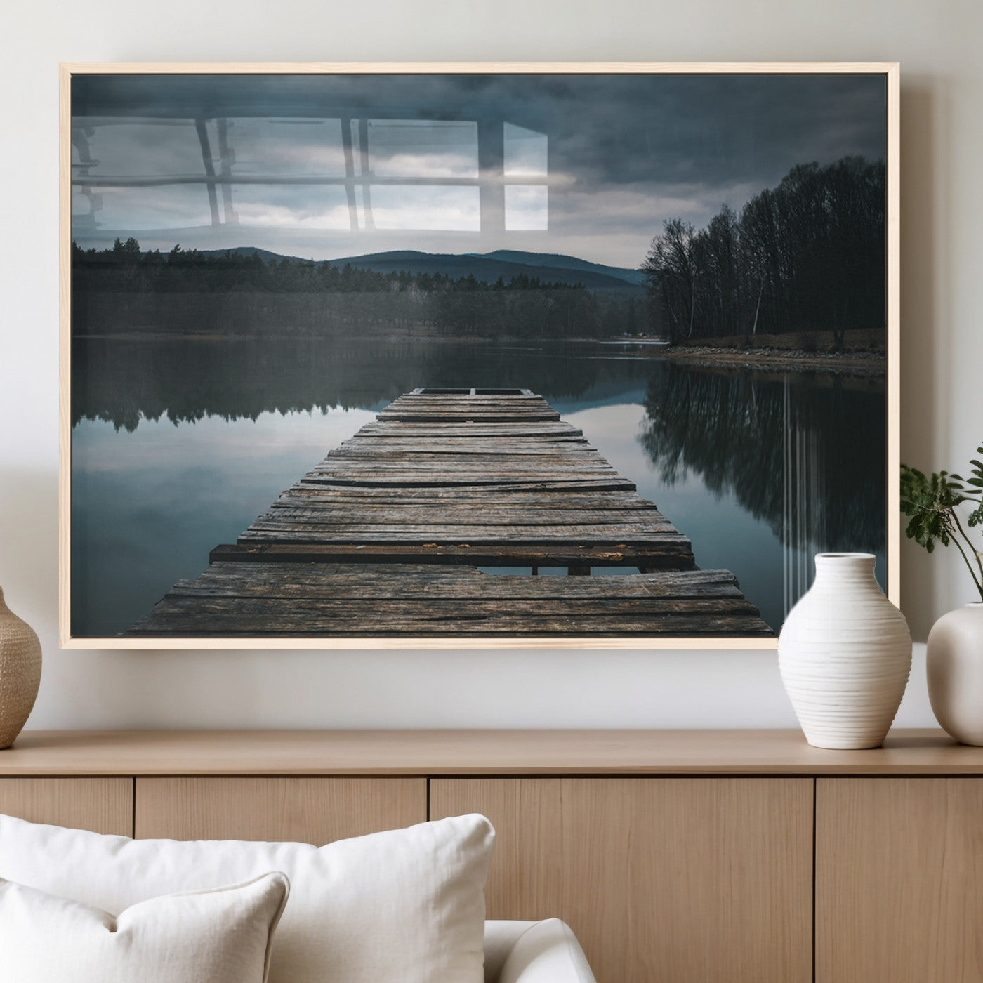 MGV-FP-60X30-3P - Wooden Bridge Near Lake Wall Art Canvas Print