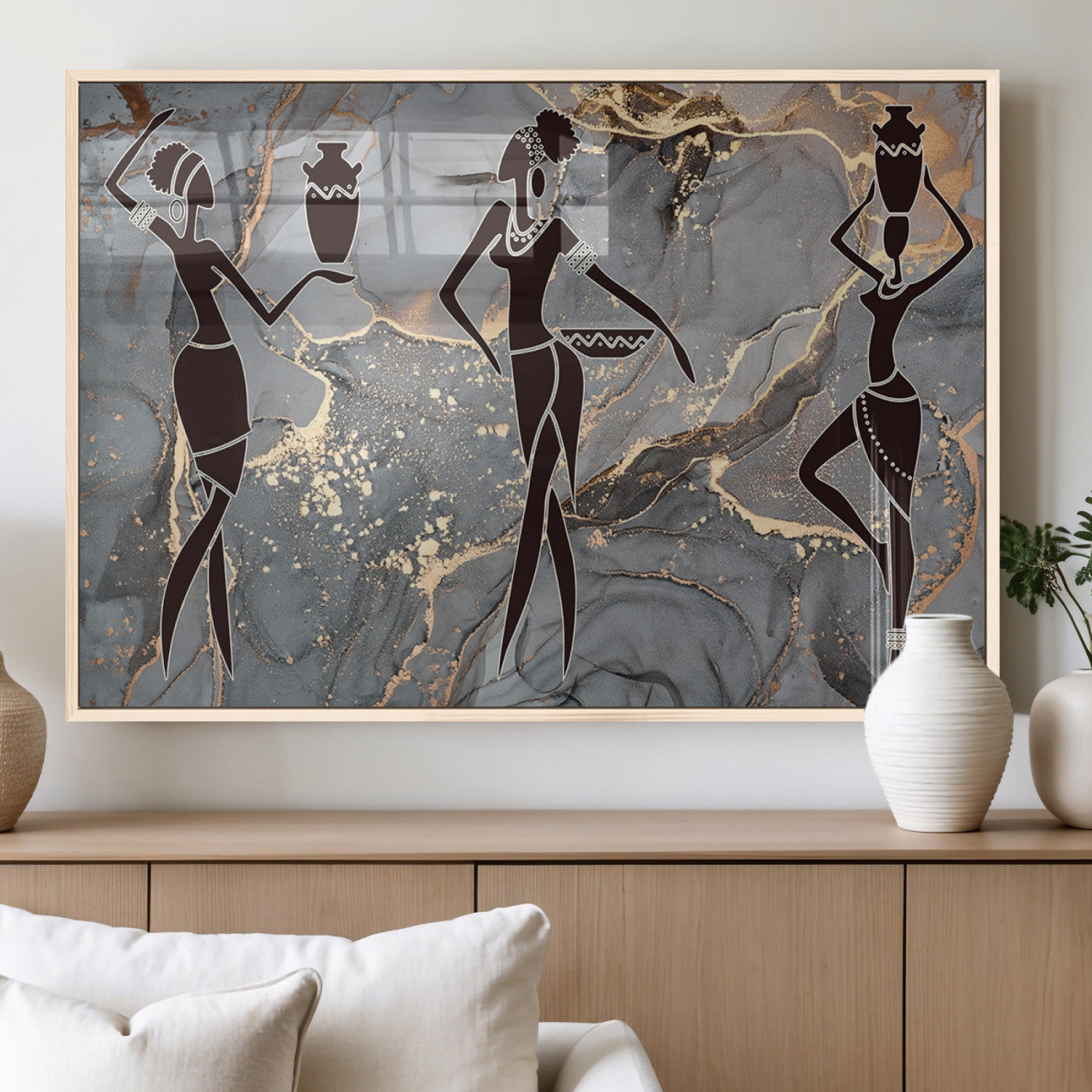 MGV-FP-60X30-3P - Abstract African Womens Art Canvas Print