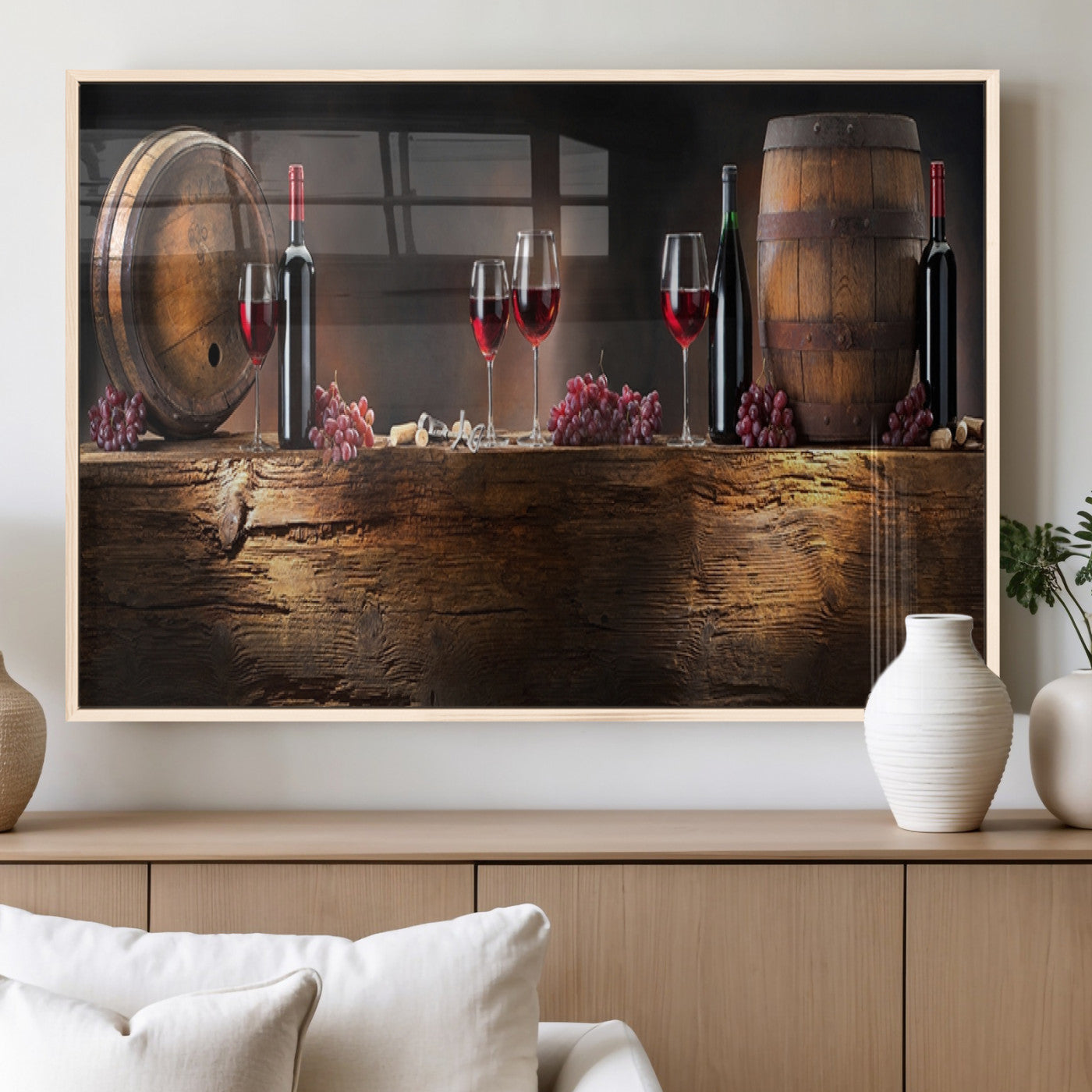 MGV-FP-60X30-3P - Wine and Barrels Wall Art Canvas Print