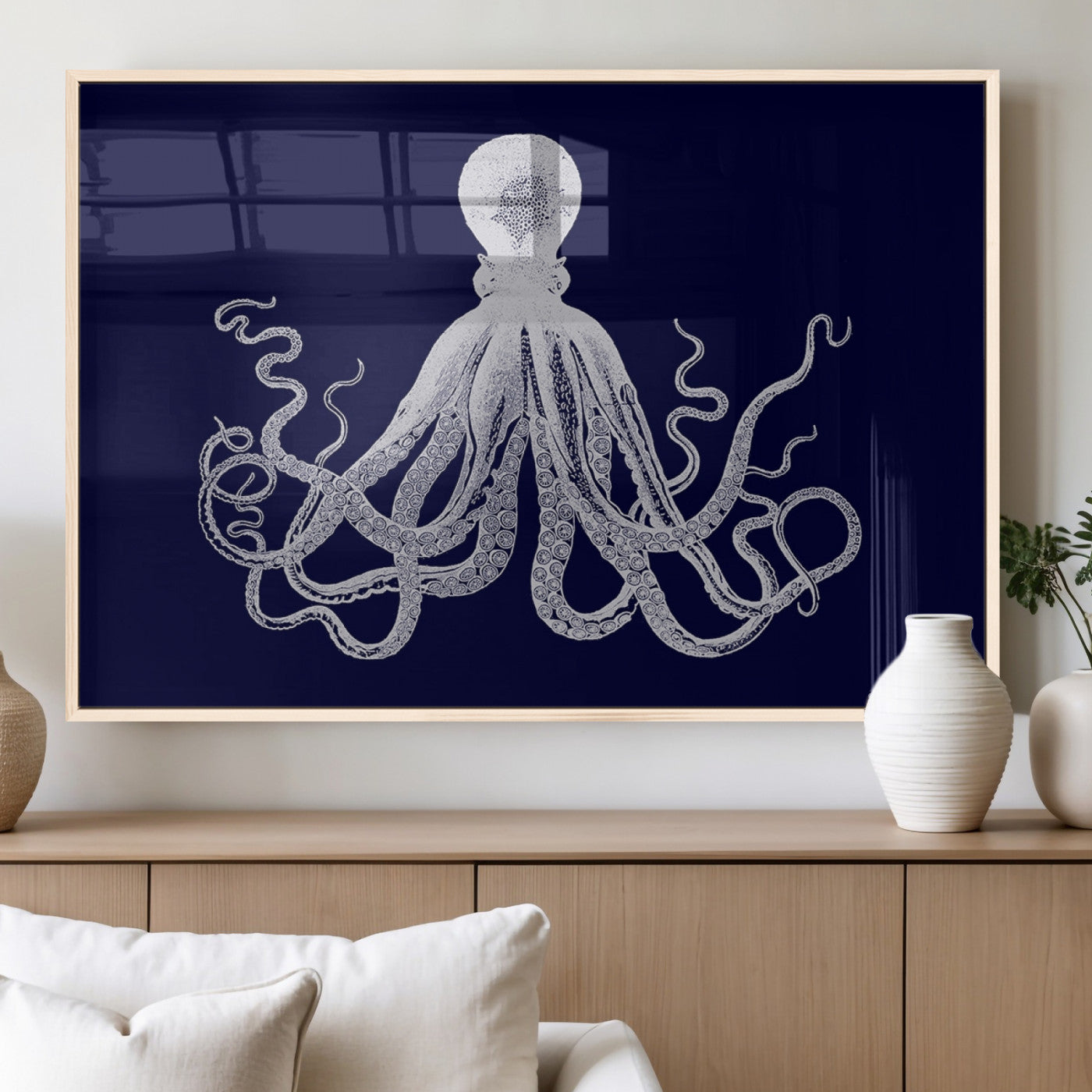 MGV-FP-60X30-3P - Blue Octopus Wall Art Canvas Print