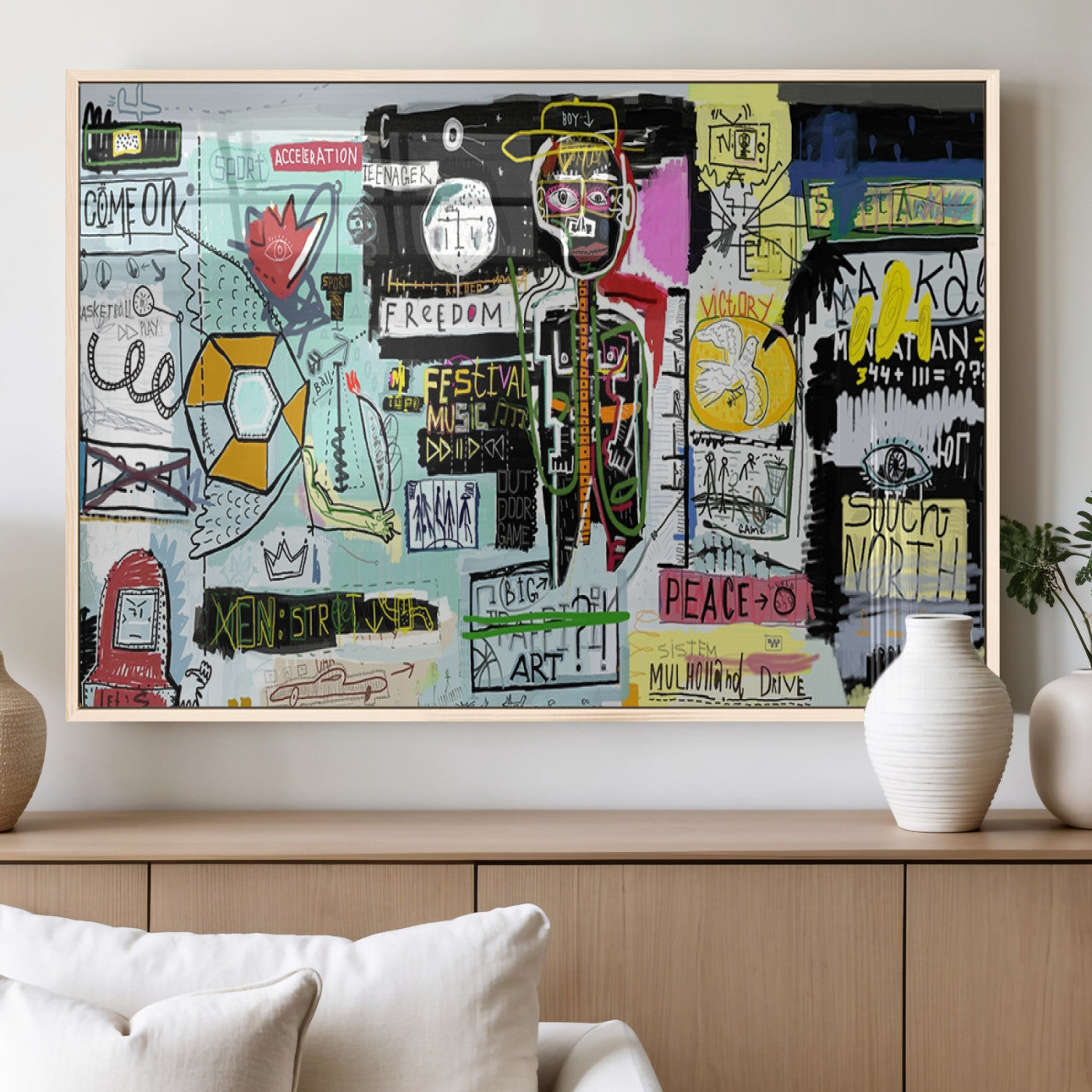MGV-FP-60X30-3P - Abstract Graffiti Canvas Street Art-Inspired Graffiti Triptych Canvas – Modern Abstract Wall Art for