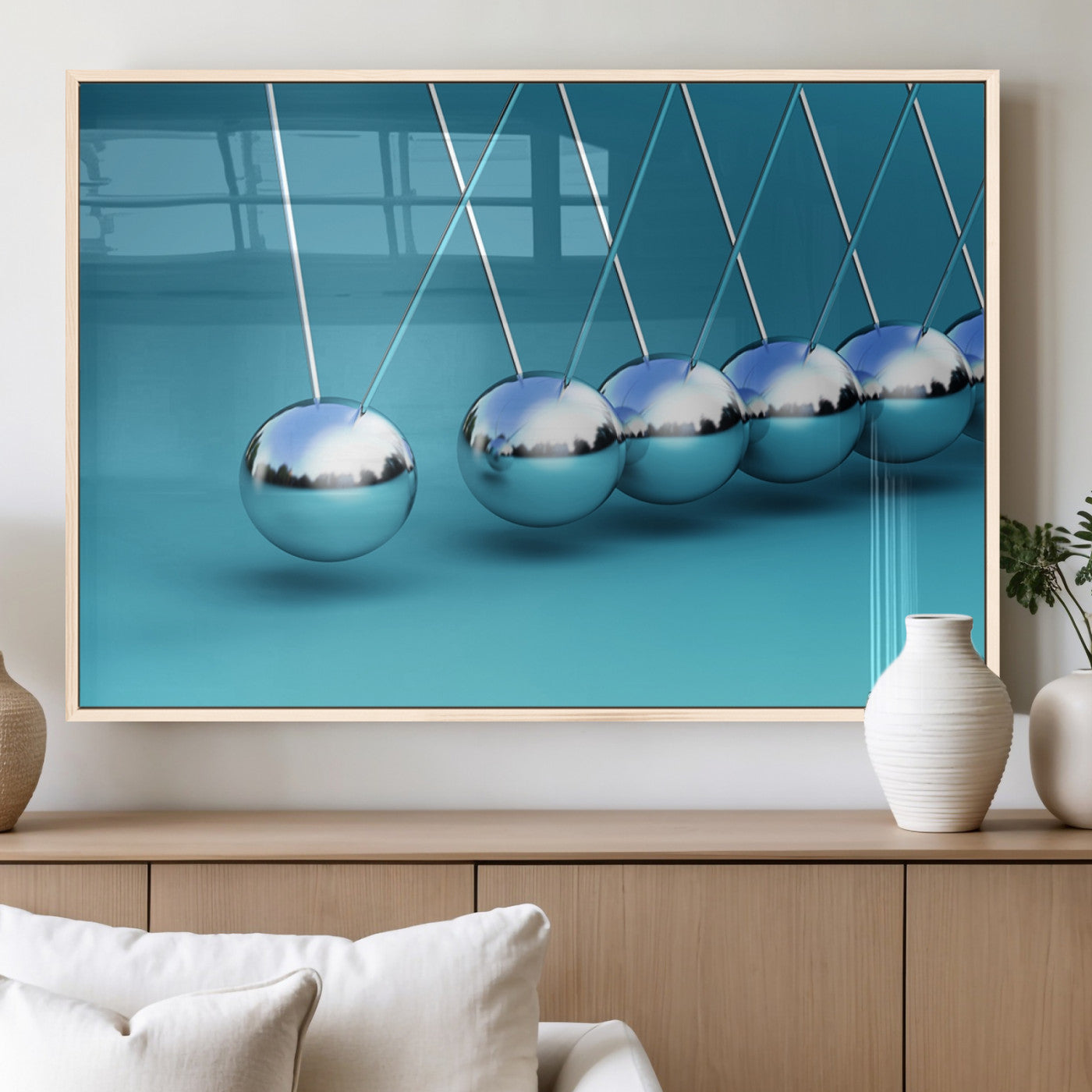 MGV-FP-60X30-3P - Wall Art Newton's Cradle Canvas Print, Framed Newton Cradle Canvas Print