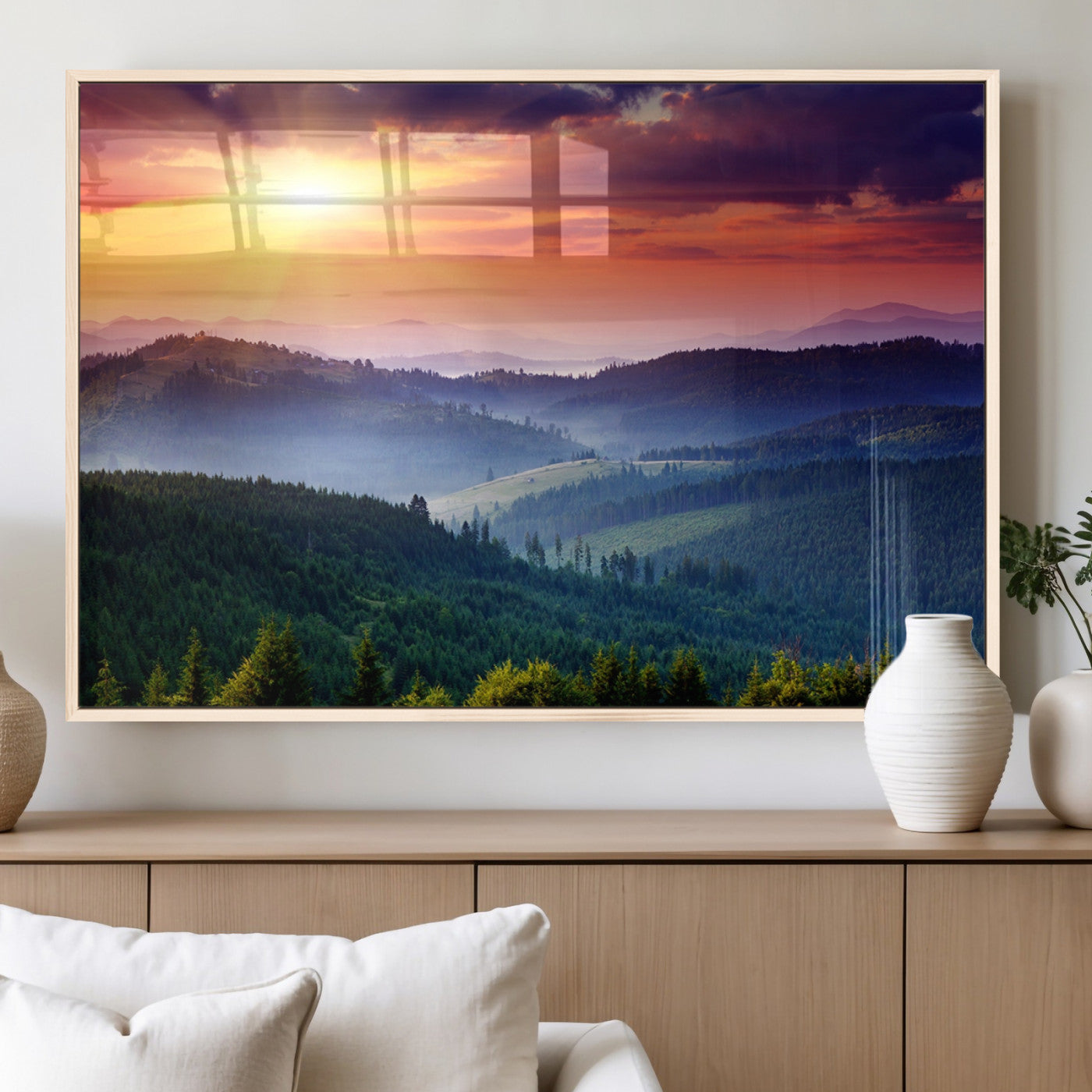 MGV-FP-60X30-3P - Mountain and Sunset Wall Art Canvas Print