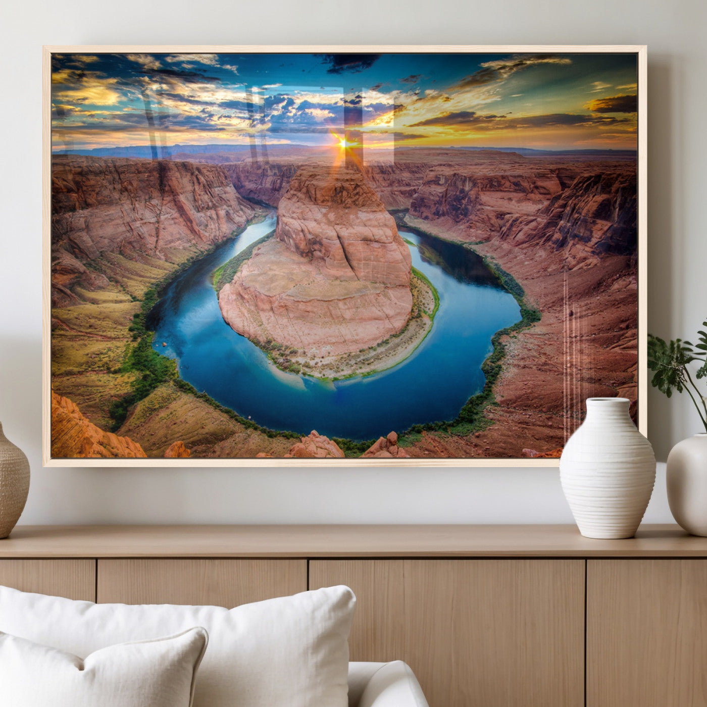 MGV-FP-60X30-3P - Sunset on the Horseshoe Bend Grand Canyon, Horseshoe Bend Grand Canyon Canvas Wall Art Print