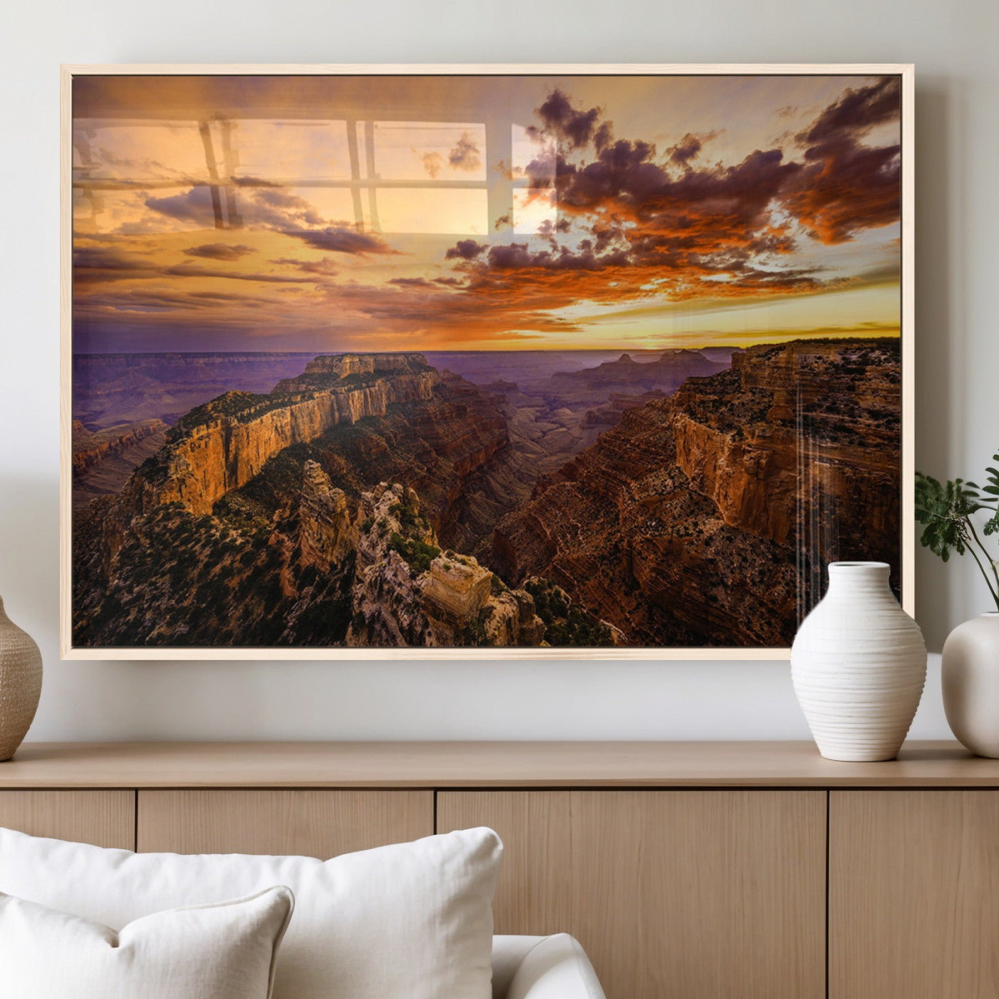 MGV-FP-60X30-3P - Mesmerizing Sunset from Grand Canyon Nal Park Wall Art, Grand Canyon Canvas Print