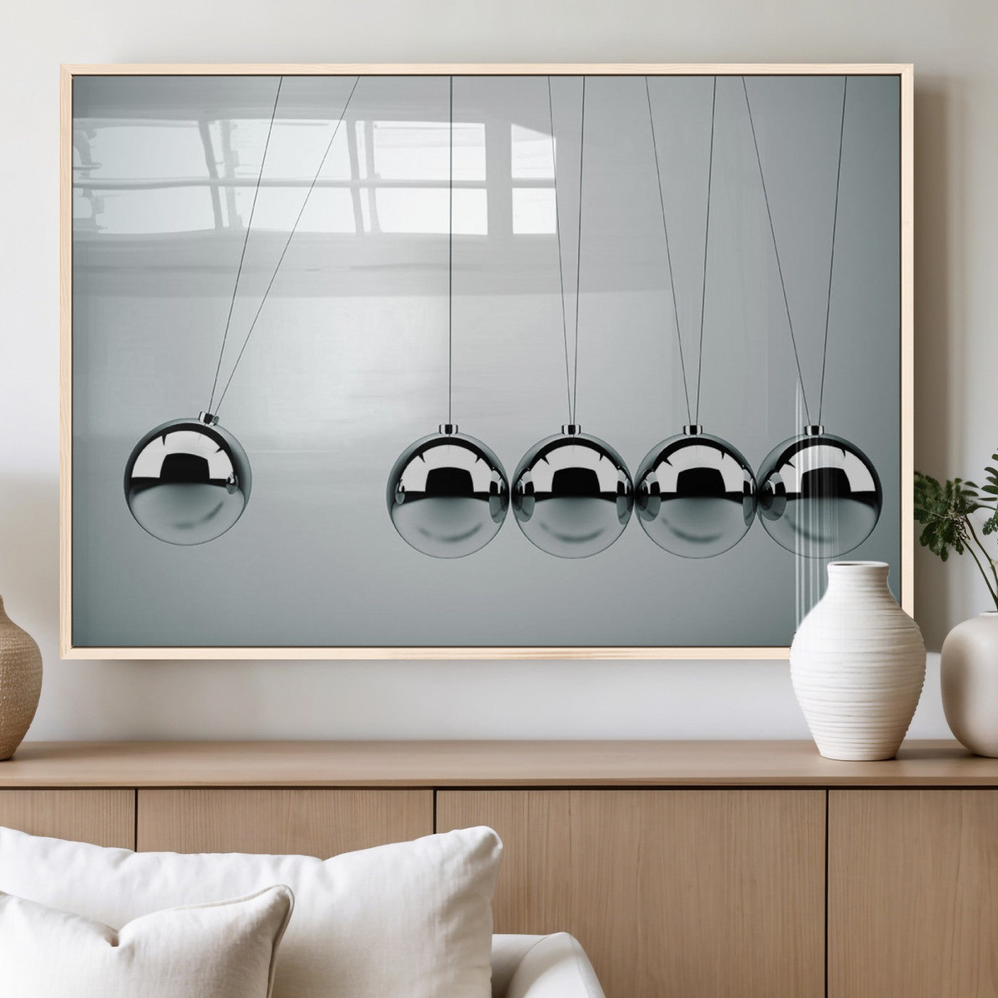 MGV-FP-60X30-3P - Newton's Cradle Wall Art Canvas Print, Framed Newton Cradle Wall Art