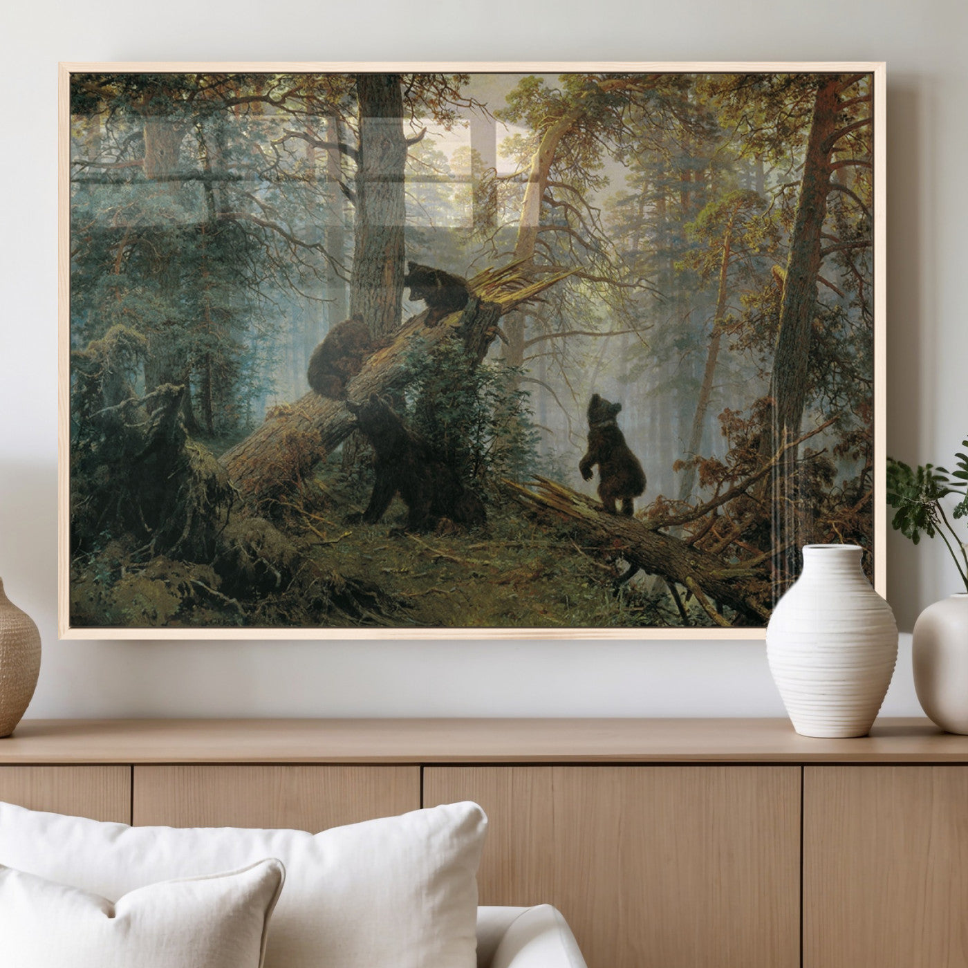 MGV-FP-60X30-3P - Baby Bears in Forest Wall Art Canvas Print