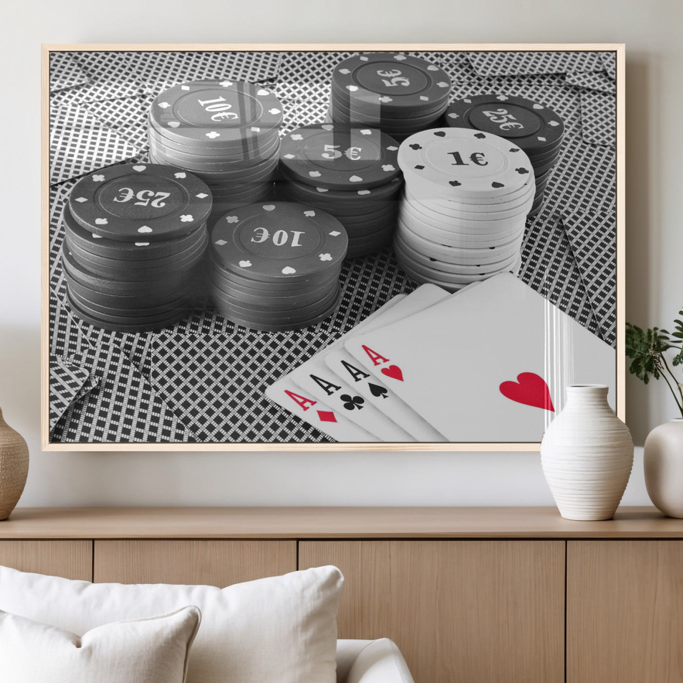 MGV-FP-60X30-3P - Poker Game Cards Wall Art Canvas, Multi Panel Wall Art Canvas Print