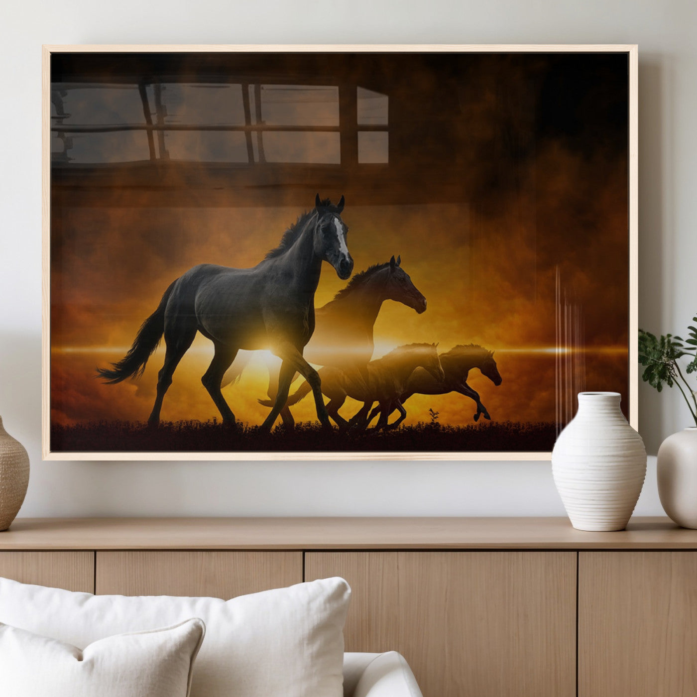 MGV-FP-60X30-3P - Horse Wall Art Canvas Print, Multi Panel Animal Canvas Print
