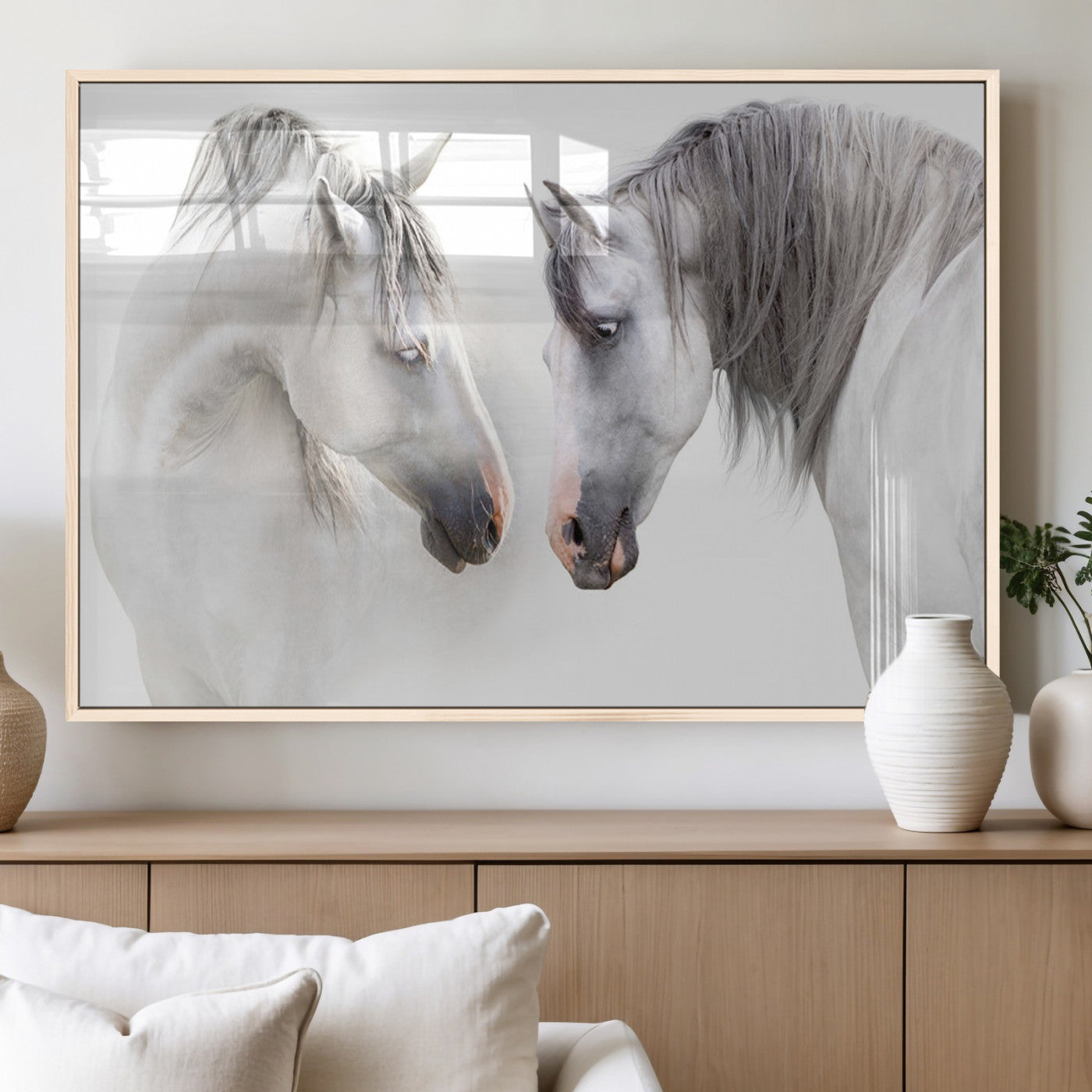 MGV-FP-60X30-3P - White Horse Wall Art Animal Canvas Print