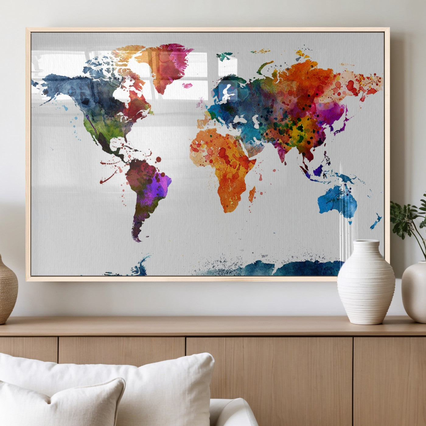 MGV-FP-60X30-3P - Push Pin World Map Canvas Print – Framed Wall Art for Couples to Track Their Travels – Anniversary