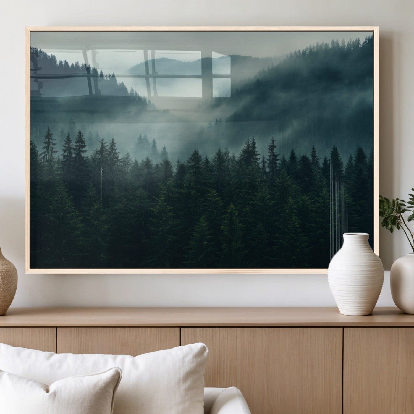 MGV-FP-60X30-3P - Captivating Misty Forest Wall Art Premium Canvas Print,  Foggy and Serene Atmosphere Wall Art Canvas
