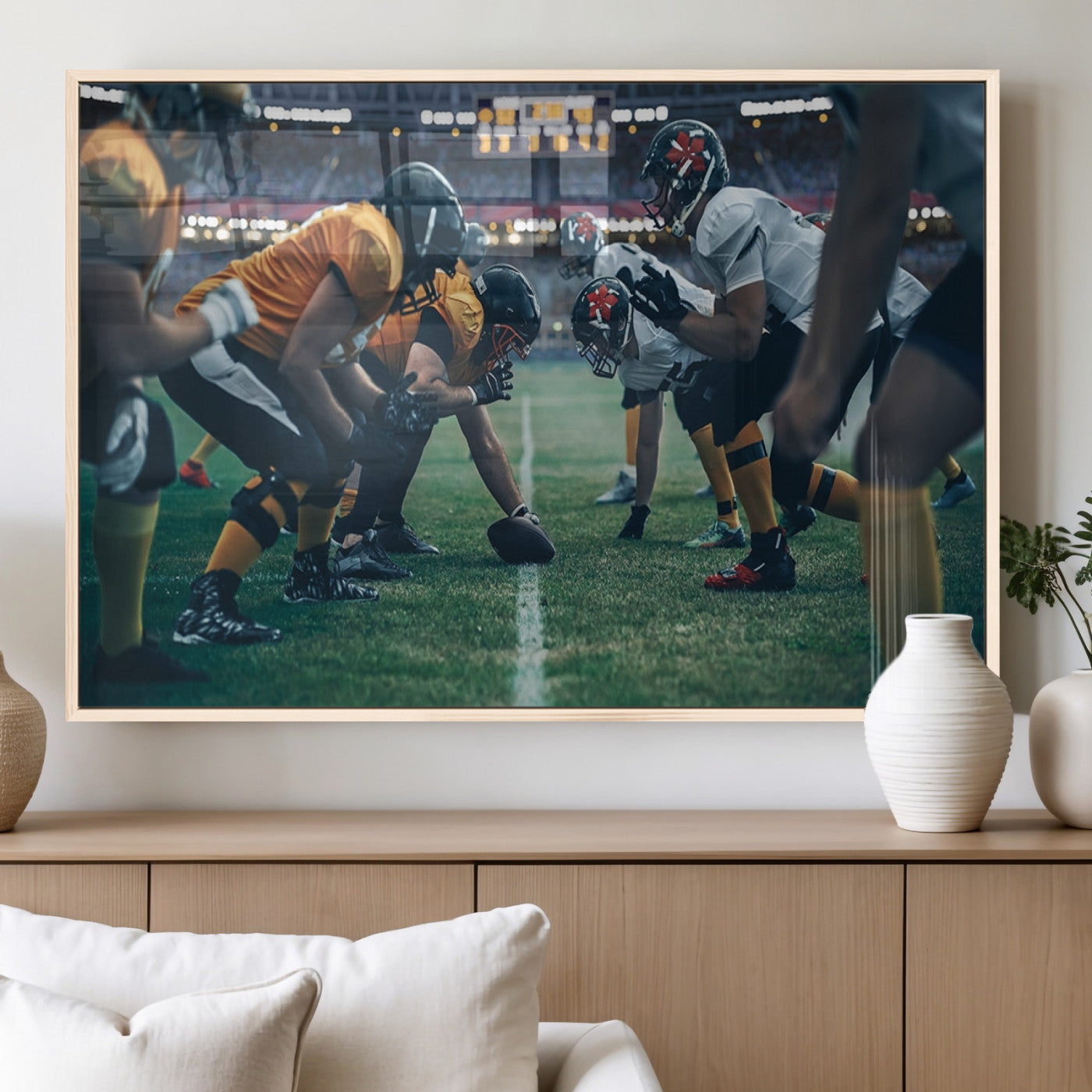 MGV-FP-60X30-3P - American Football Playing Wall Art Canvas Print
