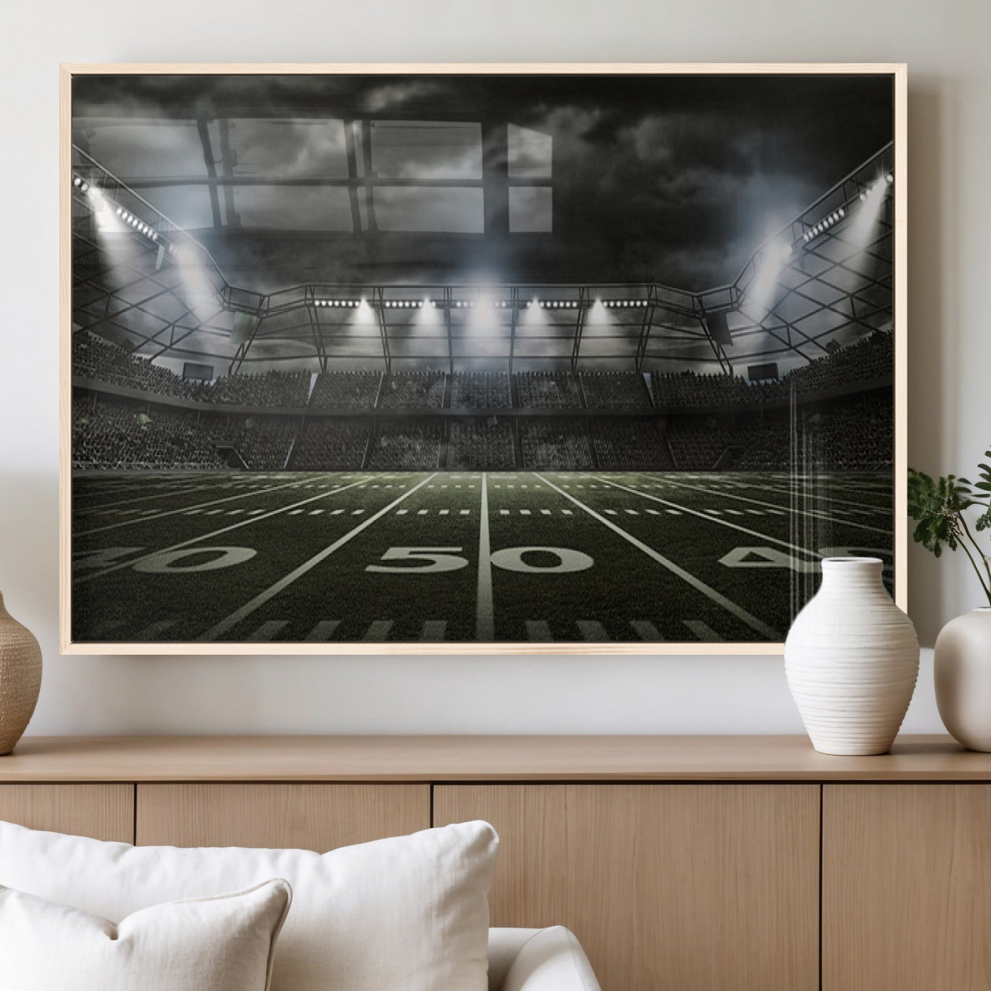 MGV-FP-60X30-3P - American Football Stadium Wall Art Canvas Print, Stadium Sport Wall Art Print