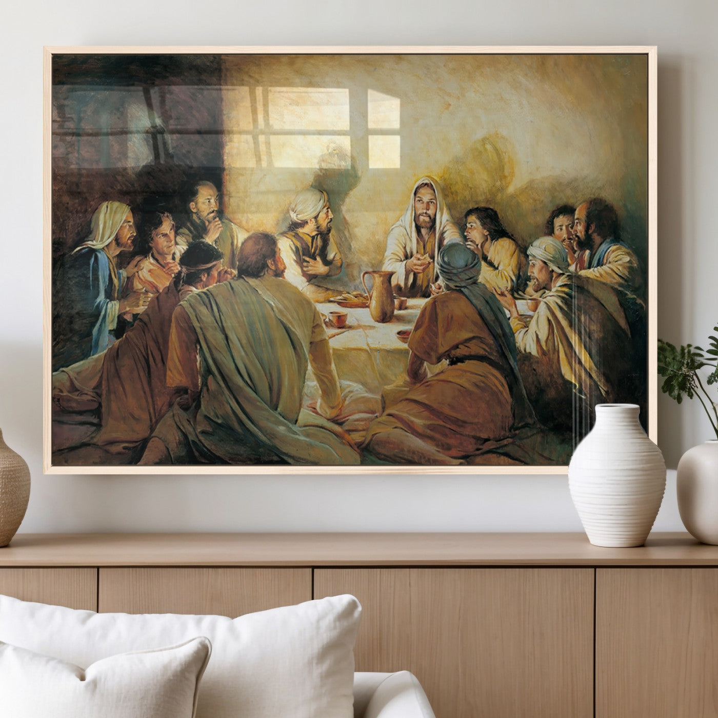 MGV-FP-60X30-3P - Last Supper Wall Art Canvas Print, Framed Jesus Painting Art Picture Print, Moderne Bibel Perfect Traditional/Religious Decor Artwork