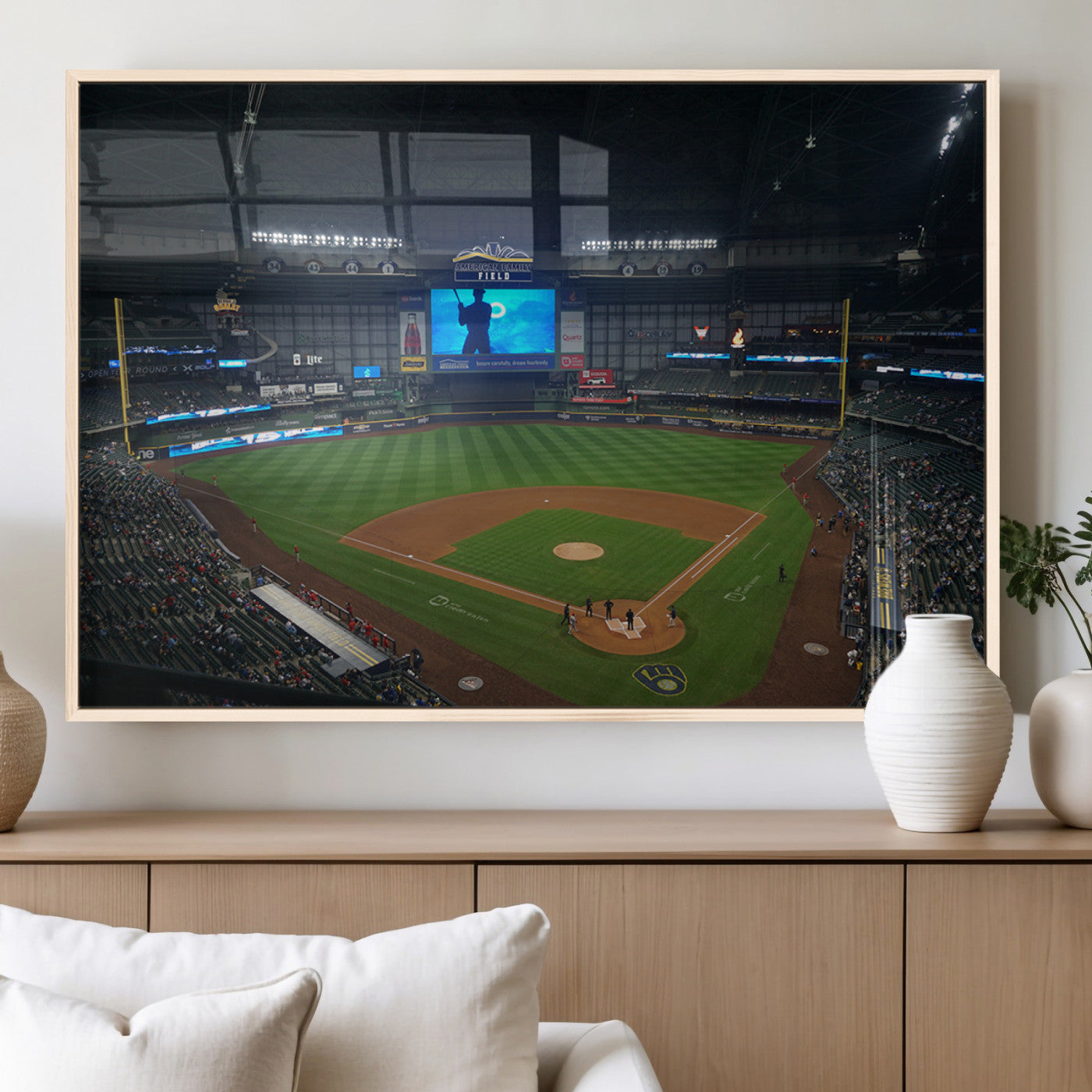 MGV-FP-60X30-3P - Milwaukee Brewers Baseball Art Print - American Family Field Stadium Wall Art Canvas Print