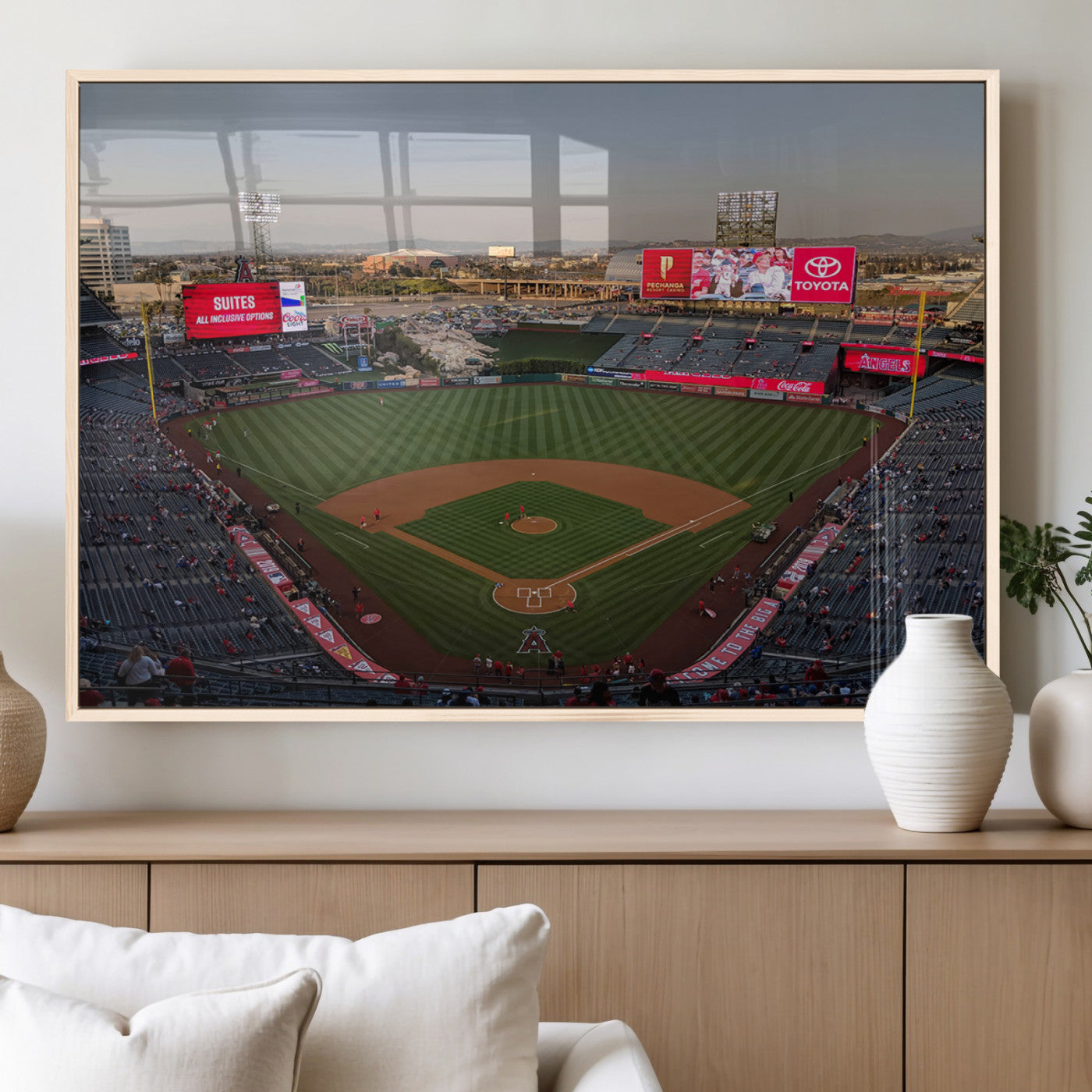 MGV-FP-60X30-3P - Los Angeles Angels Baseball Canvas Print - Anaheim Angel Stadium Wall Art Canvas Print