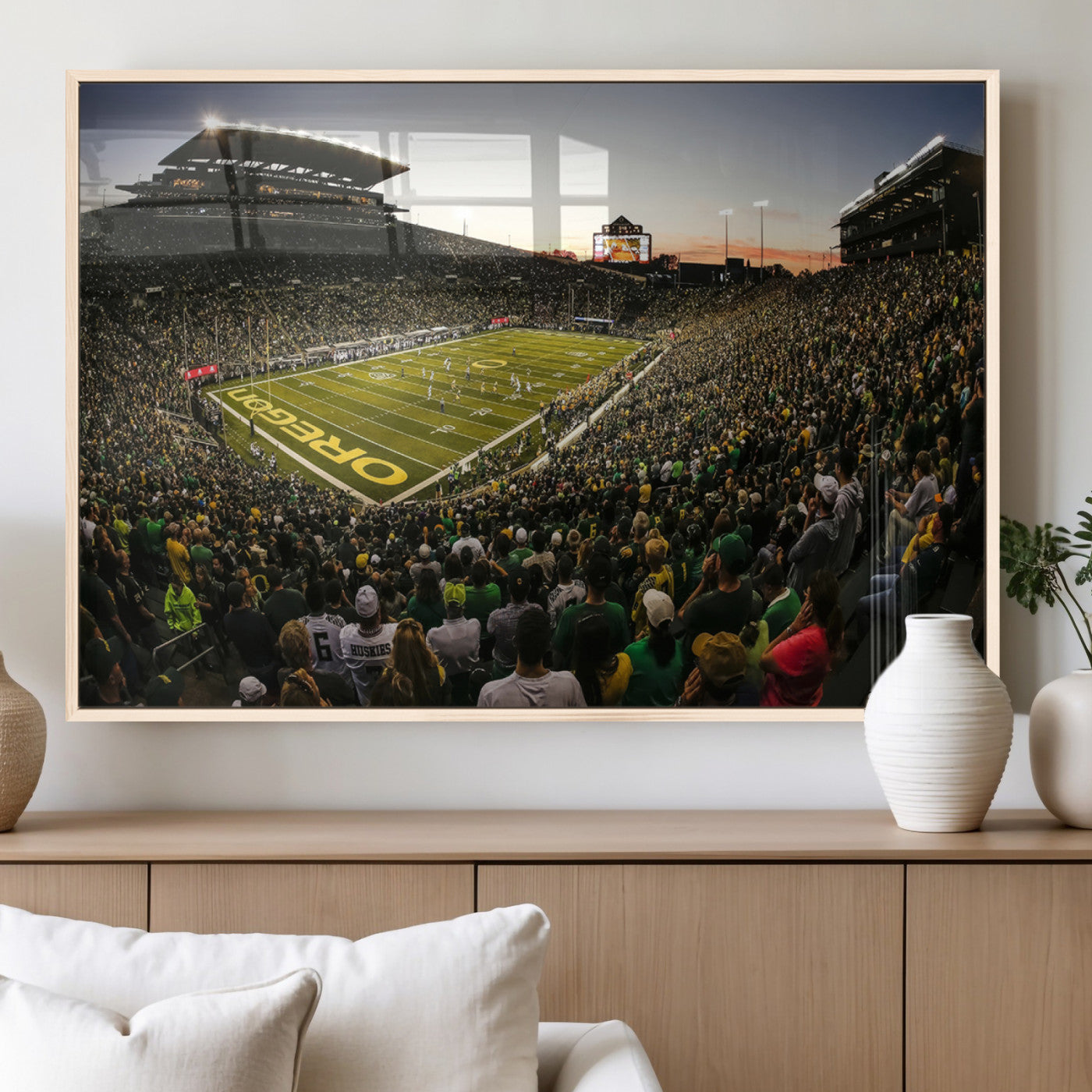 MGV-FP-60X30-3P - Oregon Stadium Canvas Wall Art - Captivating Game Day Scene at Autzen Stadium, Oregon Ducks Football