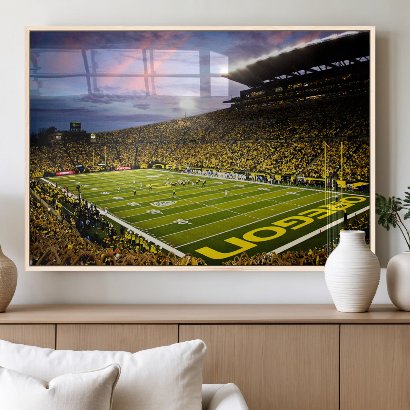 MGV-FP-60X30-3P - University of Oregon Ducks Football Team Print - Eugene Autzen Stadium Wall Art Canvas Print