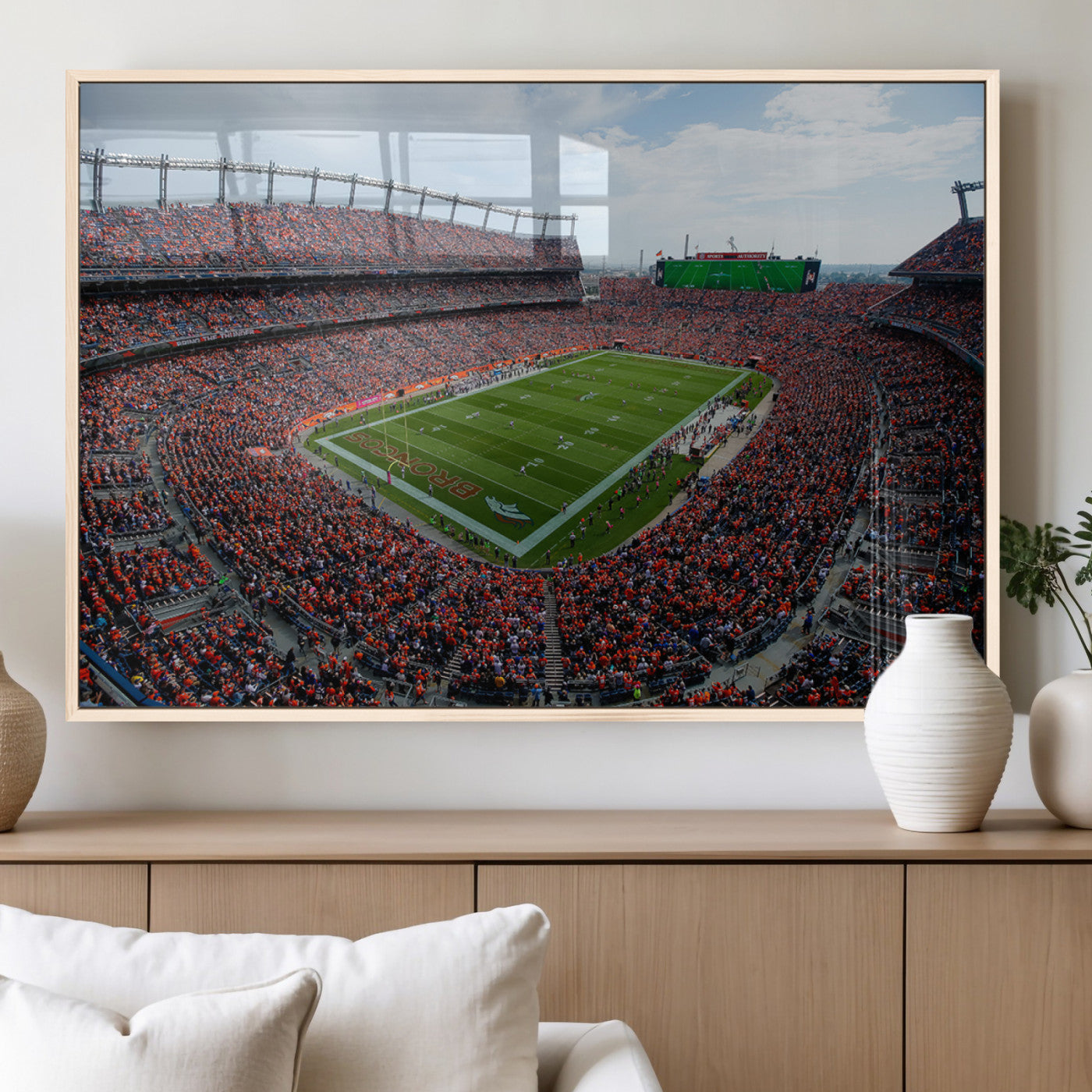 MGV-FP-60X30-3P - Denver Broncos Football Team Print - Empower Field Mile High Stadium Wall Art Canvas Print