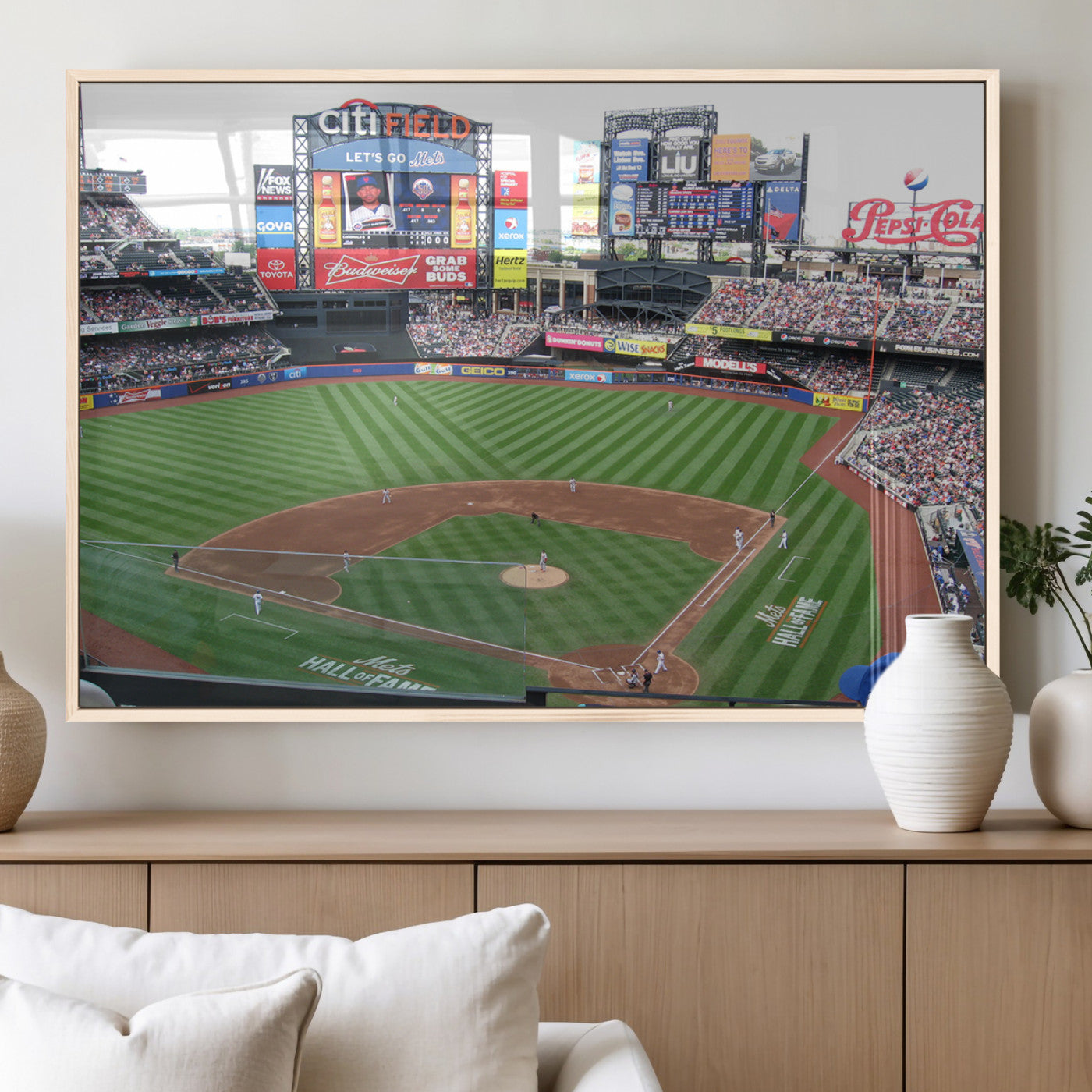 MGV-FP-60X30-3P - New York Mets Baseball Team Print - Citi Field Baseball Stadium Wall Art Canvas Print