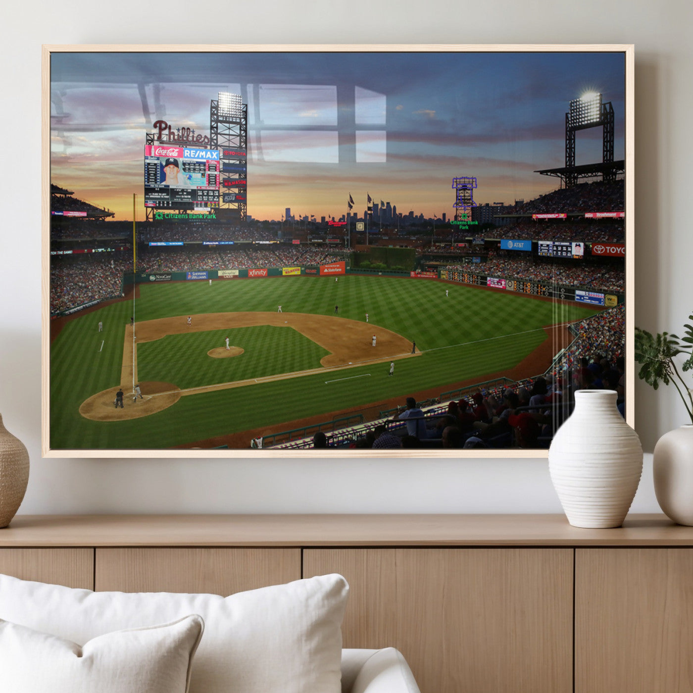 MGV-FP-60X30-3P - Citizens Bank Park Philadelphia Phillies Wall Art Canvas | 3-Panel Canvas Print of Phillies Stadium
