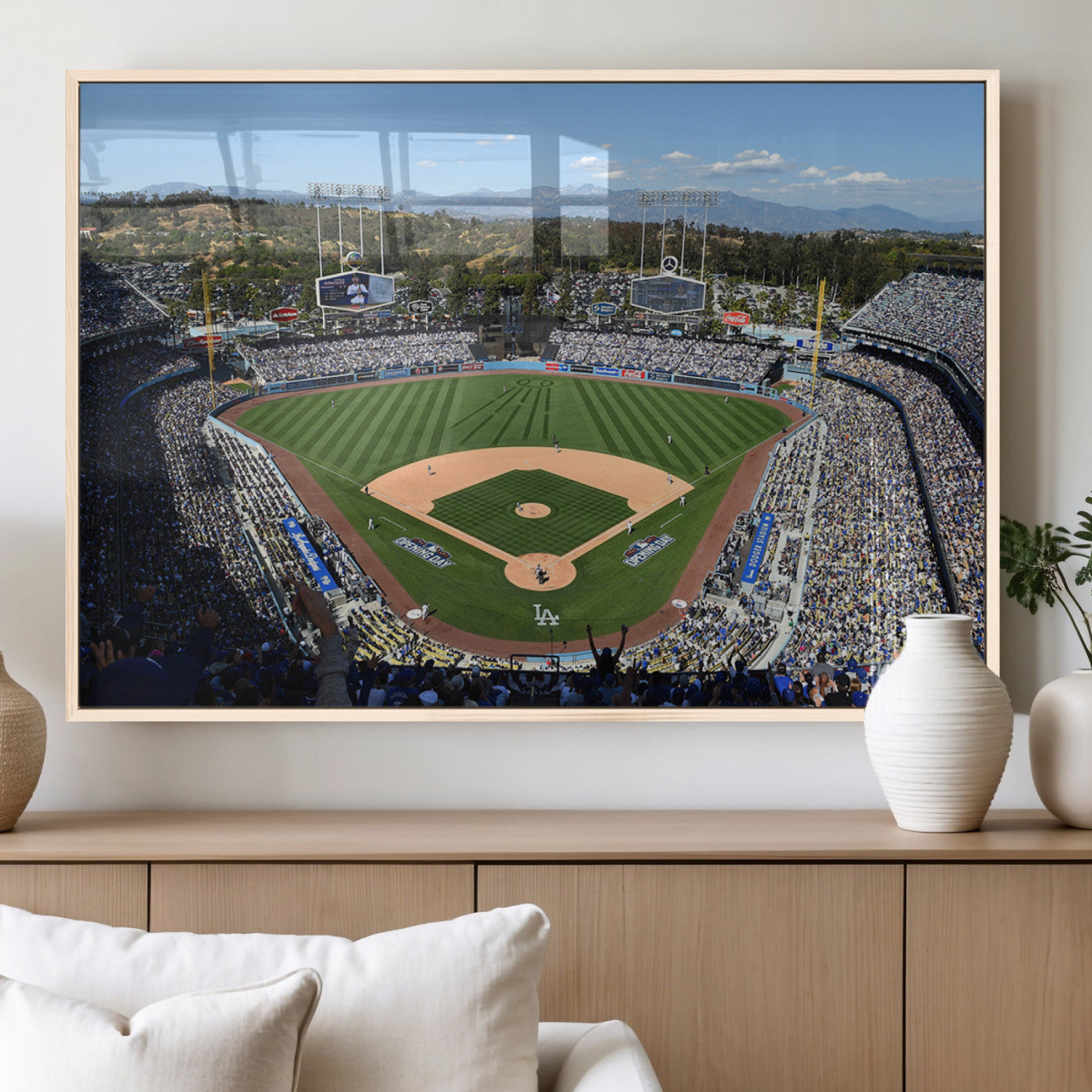 MGV-FP-60X30-3P - Los Angeles Dodgers Dodger Stadium Wall Art Canvas Print - MLB Baseball Stadium Wall Art Canvas