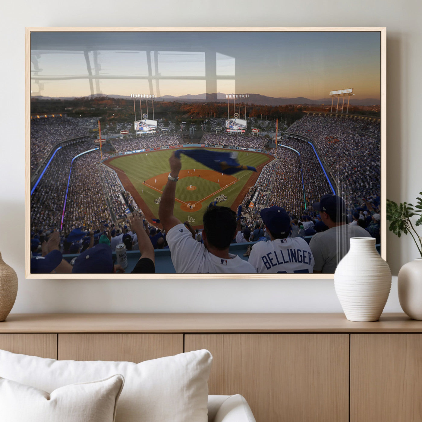 MGV-FP-60X30-3P - Dodger Stadium Sunset Game Triple Canvas Wall Art - Los Angeles Dodgers MLB Match