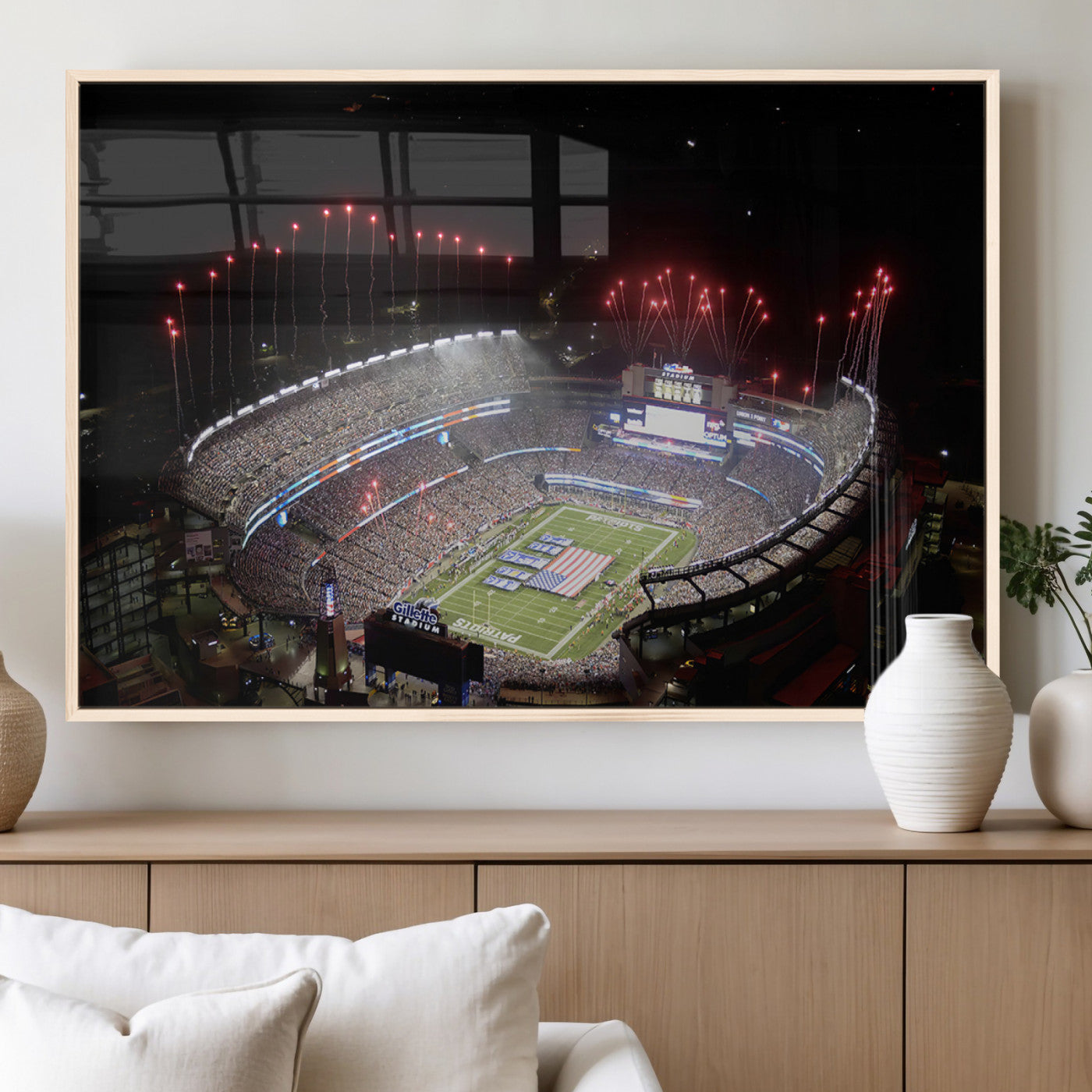 MGV-FP-60X30-3P - New England Patriots Team Print Wall Art- Foxborough Gillette Stadium Wall Art Canvas Print