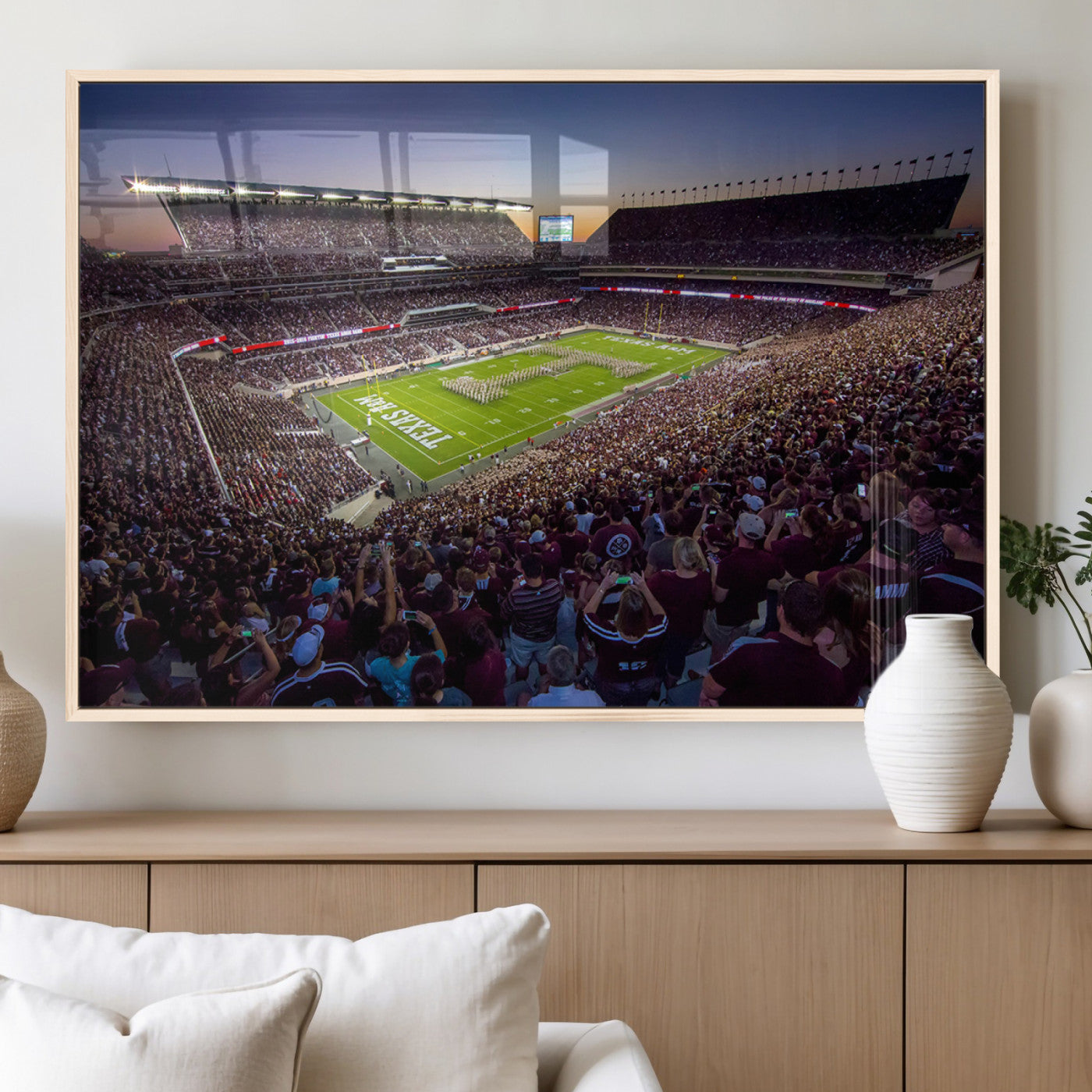 MGV-FP-60X30-3P - Texas A&M University Aggies Football Team Print - College Station Kyle Field Stadium Wall Art Canvas