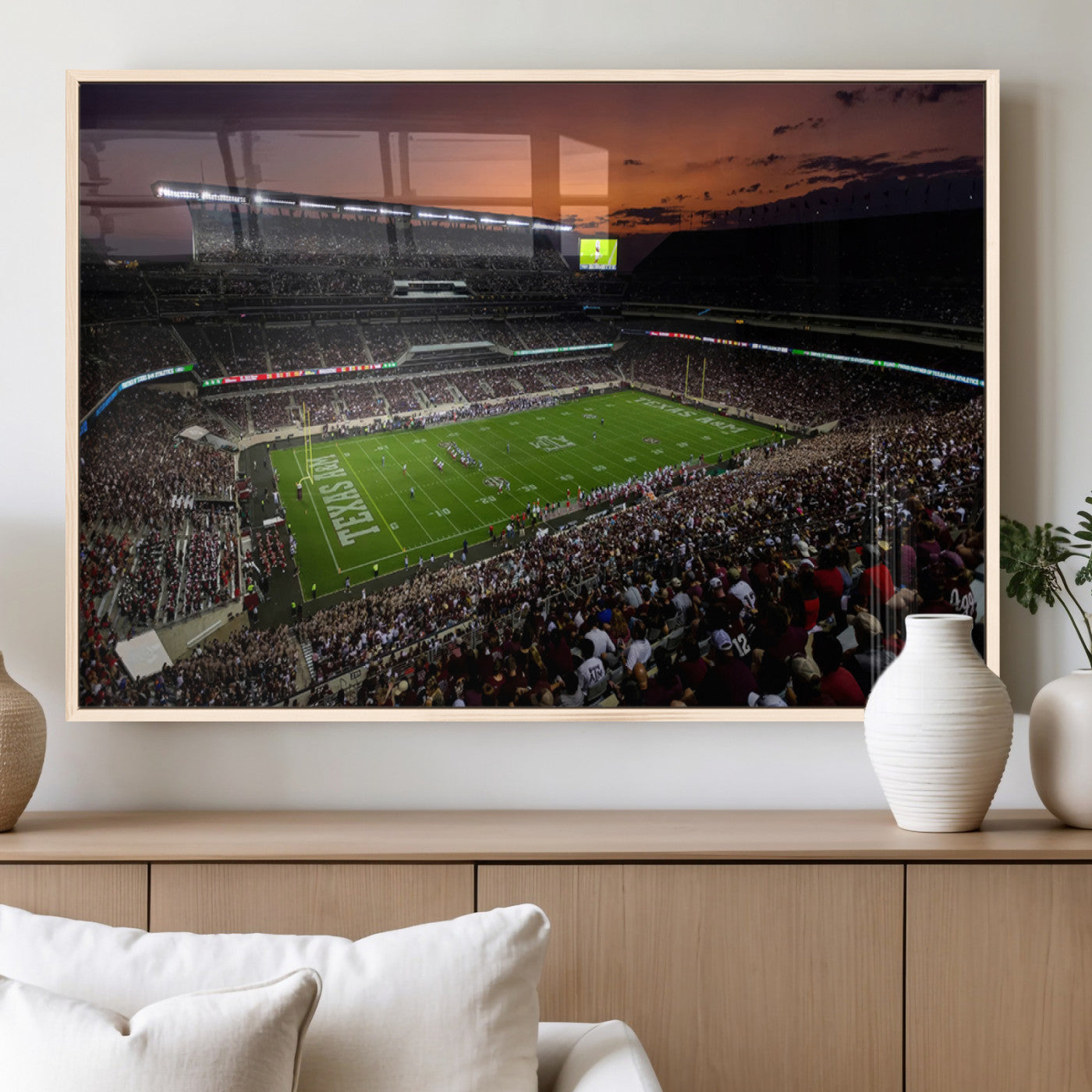 MGV-FP-60X30-3P - Texas A&M Aggies Football Team Print - College Station Kyle Field Stadium Wall Art Canvas Print