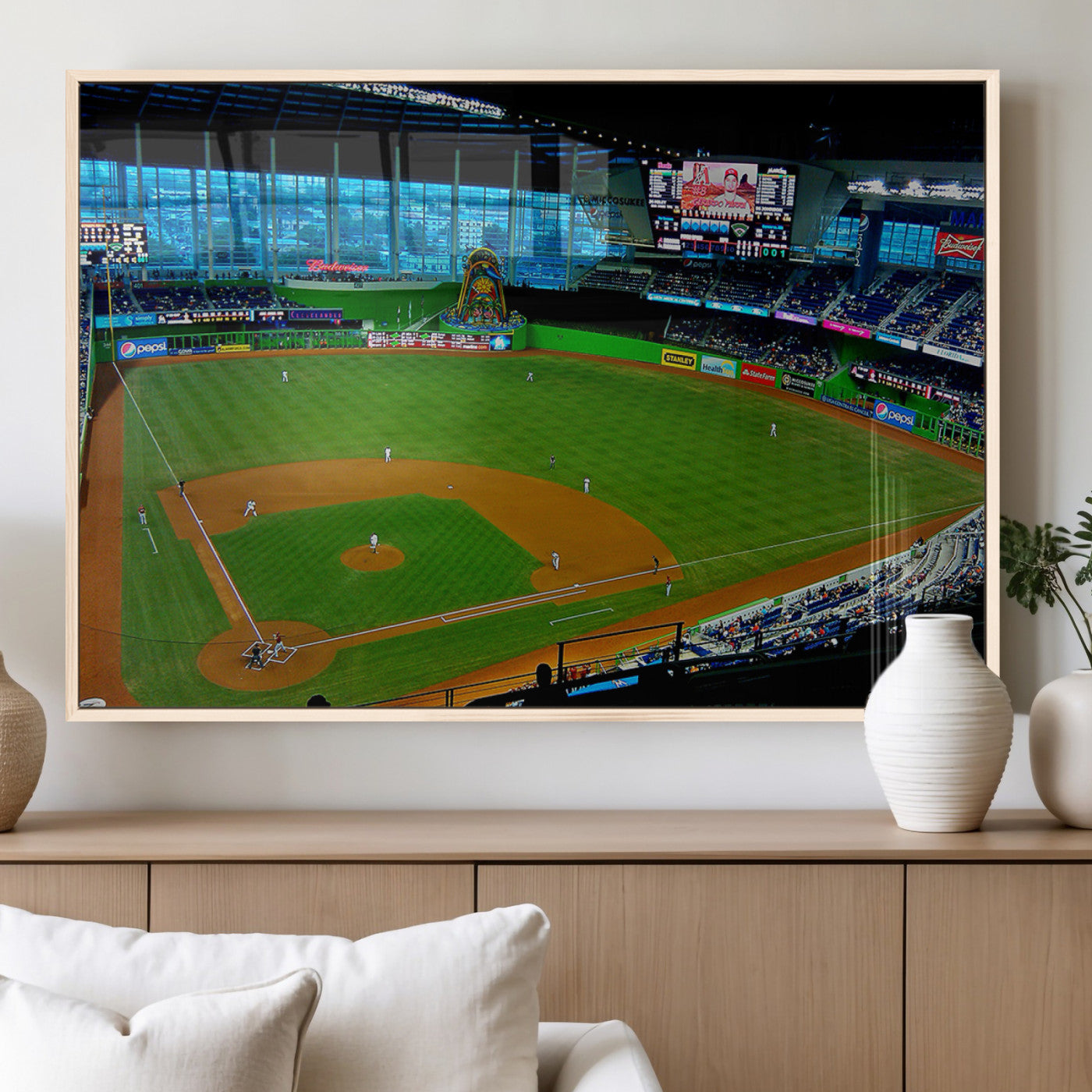 MGV-FP-60X30-3P - Miami Marlins Baseball Team Print - Miami LoanDepot Park Stadium Wall Art Canvas Print