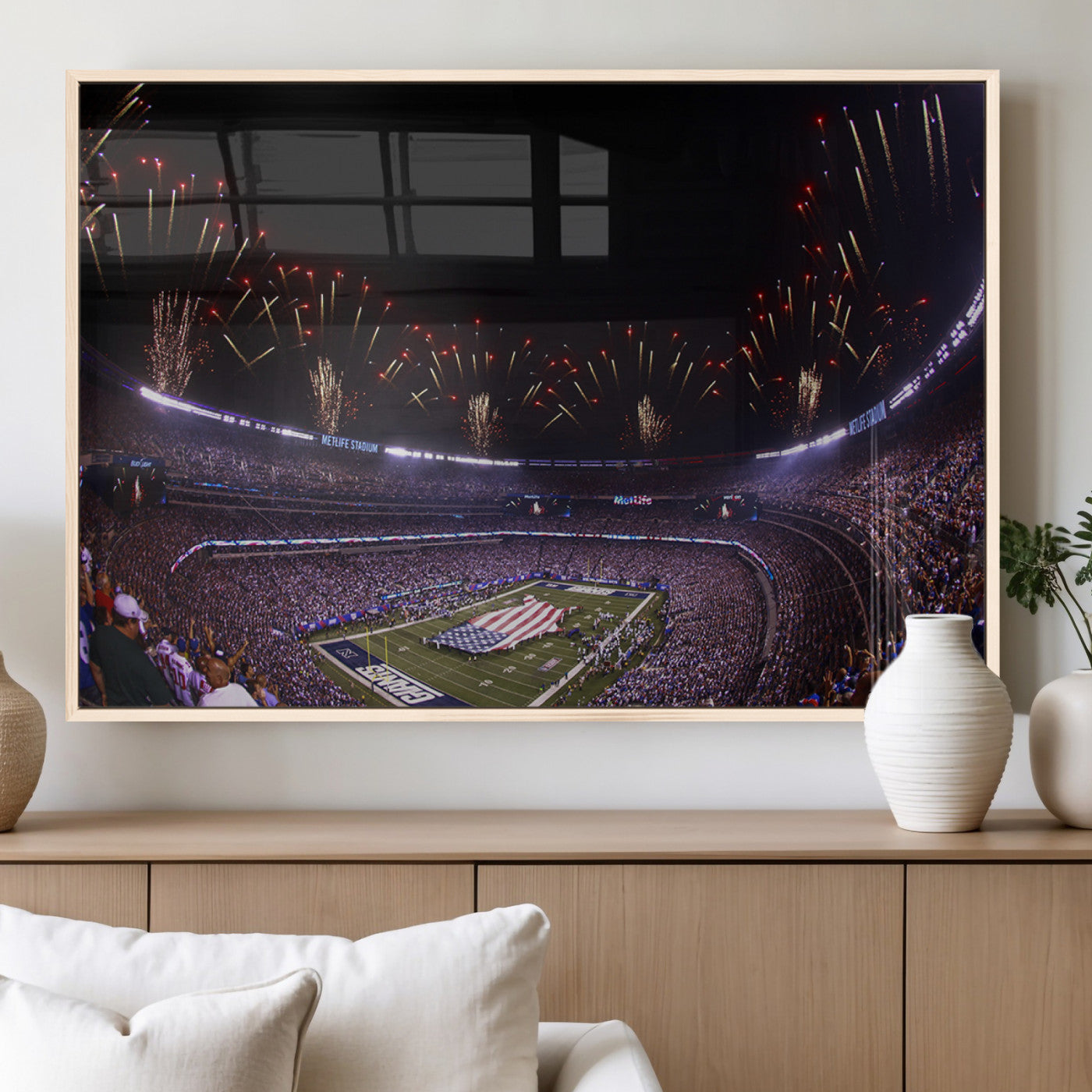 MGV-FP-60X30-3P - New York Giants Football Team Print - East Rutherford MetLife Stadium Wall Art Canvas Print