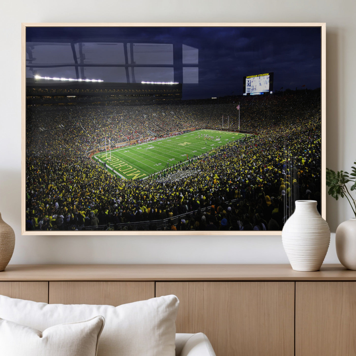 MGV-FP-60X30-3P - Michigan Wolverines Football Canvas Wall Decor, Football Team Print - Ann Arbor Michigan Stadium
