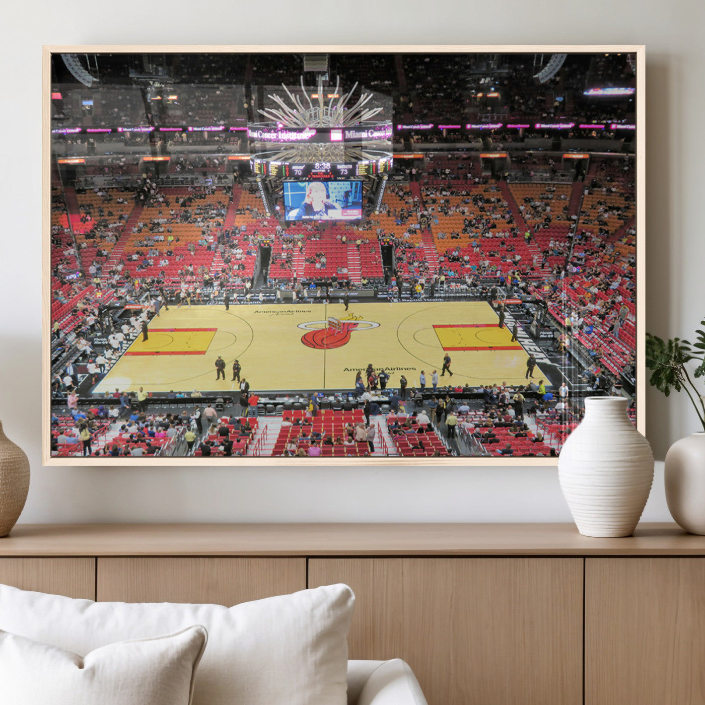 MGV-FP-60X30-3P - Miami Heat Basketball Team Print Wall Art- Kaseya Center Stadium Wall Art Canvas Print