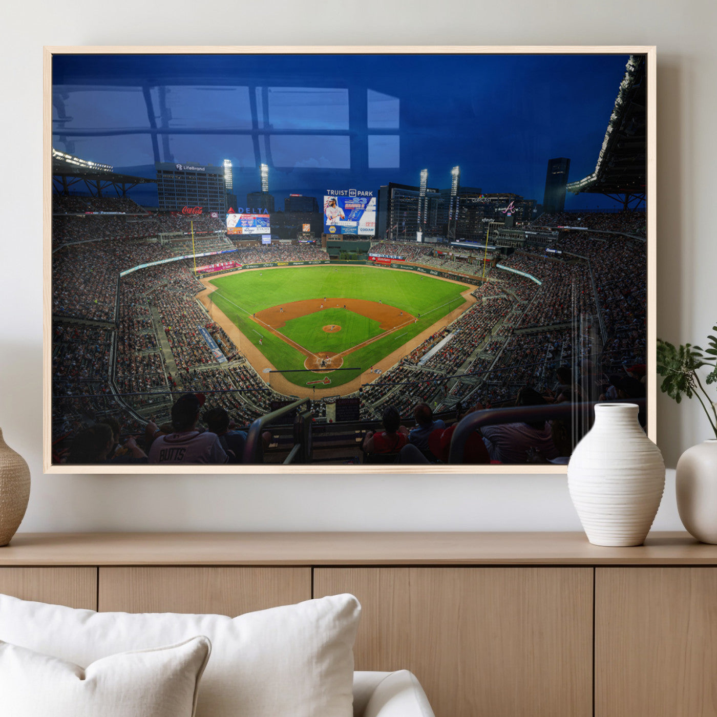 MGV-FP-60X30-3P - Truist Park Night Game Canvas Art - Atlanta Braves Stadium Wall Art Canvas