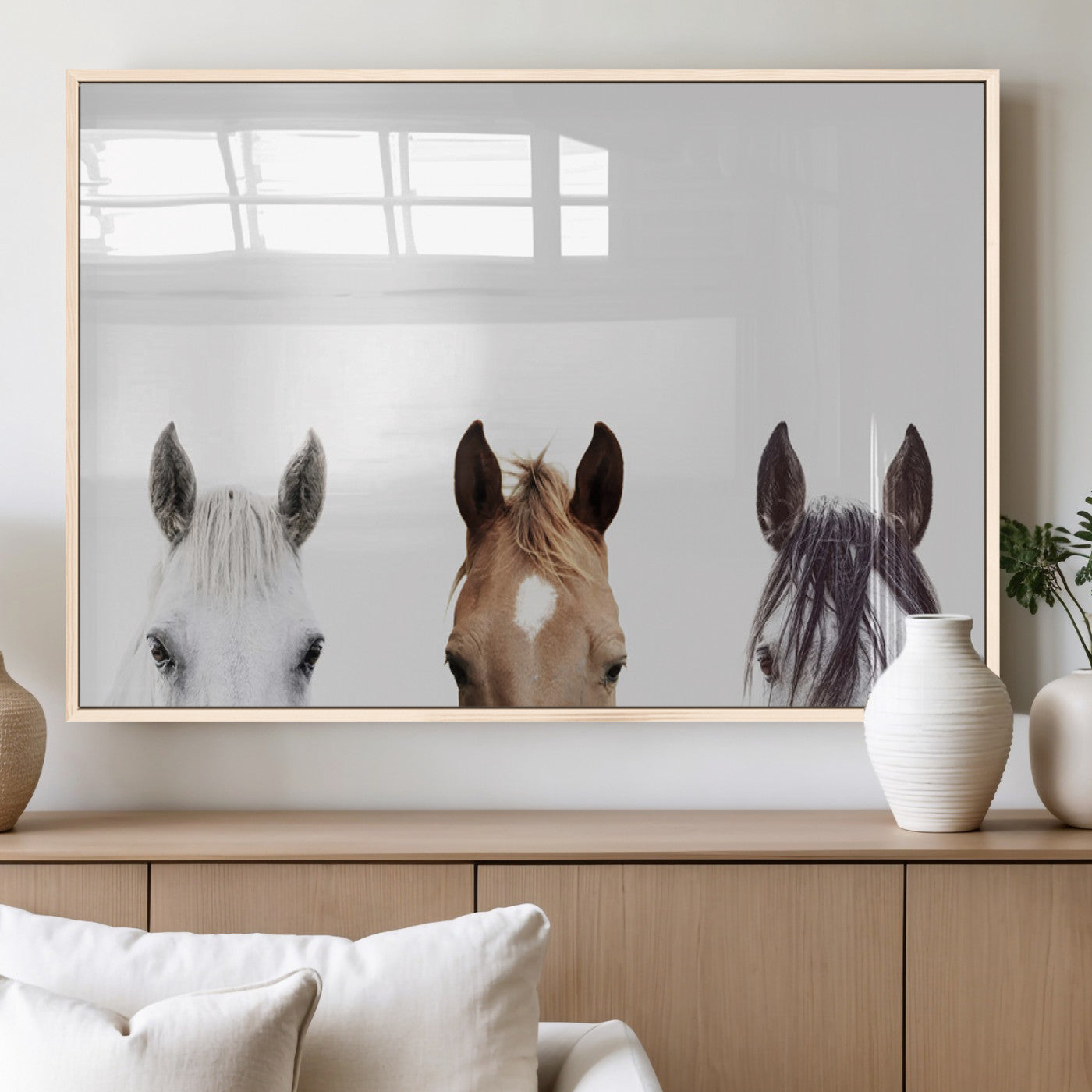 MGV-FP-36X24-3P - Horse Prints Set, Set of 3 Horse Wall Art, Horses Portraits, Farmhouse Wall Art, Farm Animals