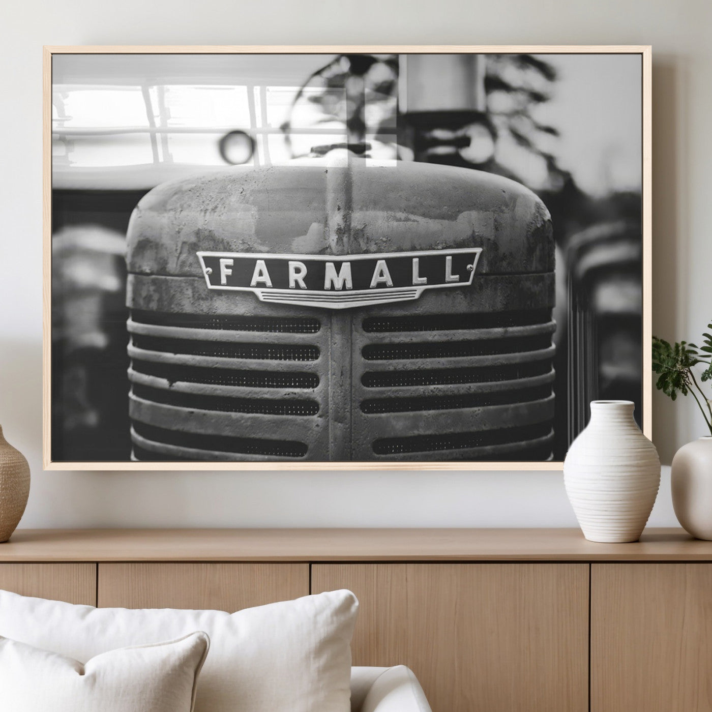 MGV-FP-60X30-3P - Vintage Farmall Tractor Wall Art Canvas Print, Rustic Farmhouse Decor Ready to Hang