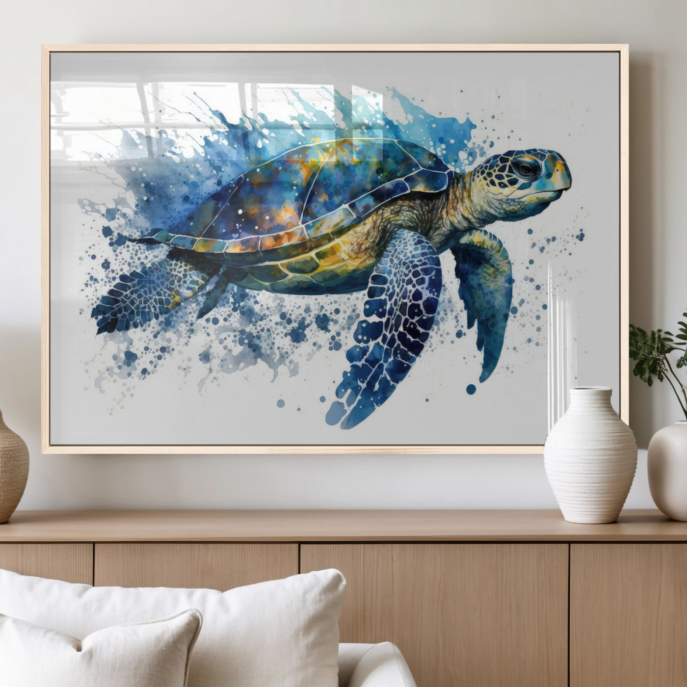 MGV-FP-60X30-3P - Watercolor Turtle Wall Art Canvas Print for Decoration