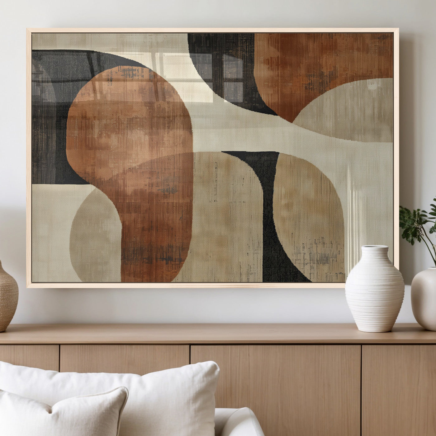 MGV-FP-60X30-3P - Wabi Sabi Abstract Wall Art Canvas Print | Large Minimalist Modern Geometric Wall Decor for Living